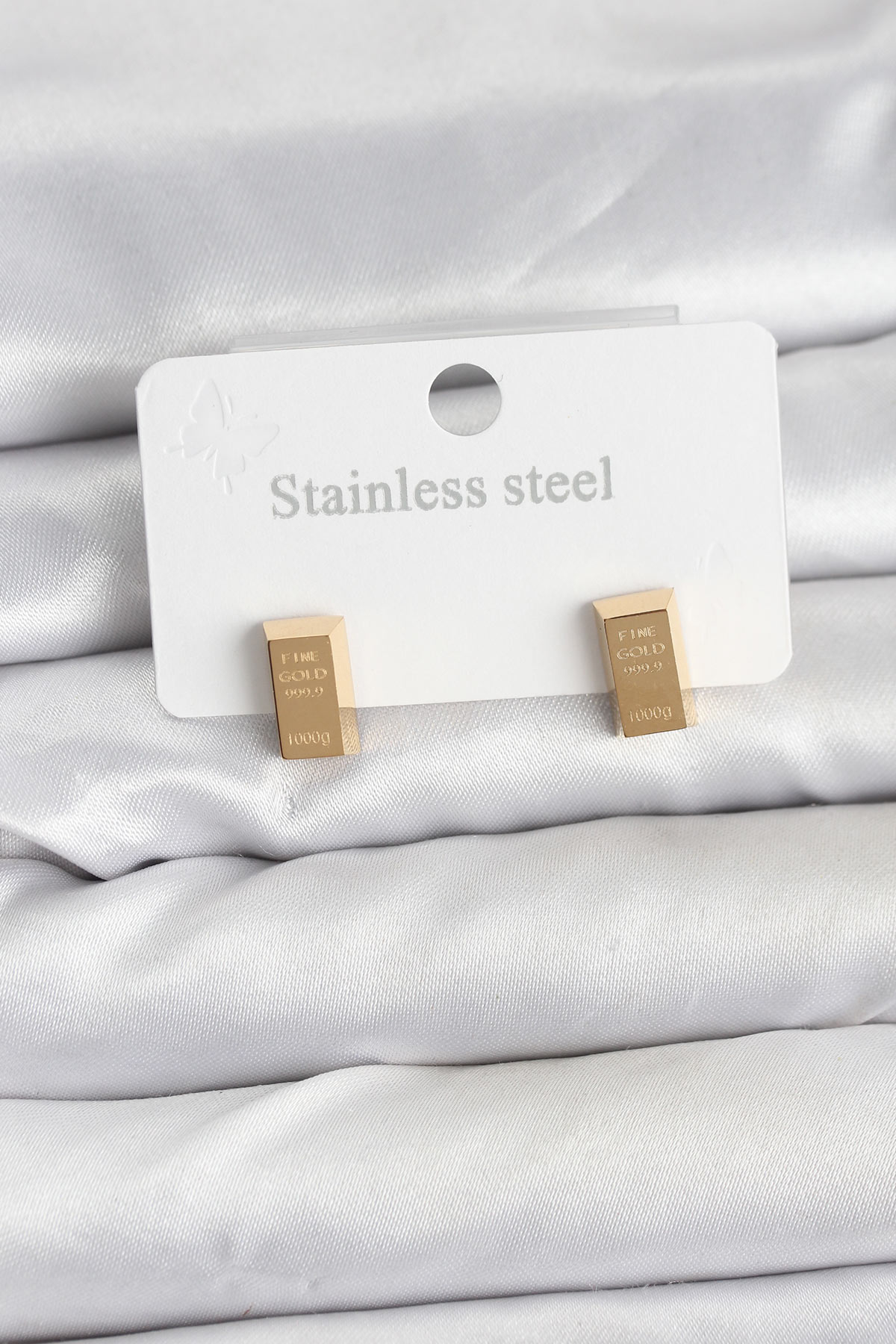 316L Çelik Gold Renk Külçe Altın Model Kadın Küpe - Lisinya