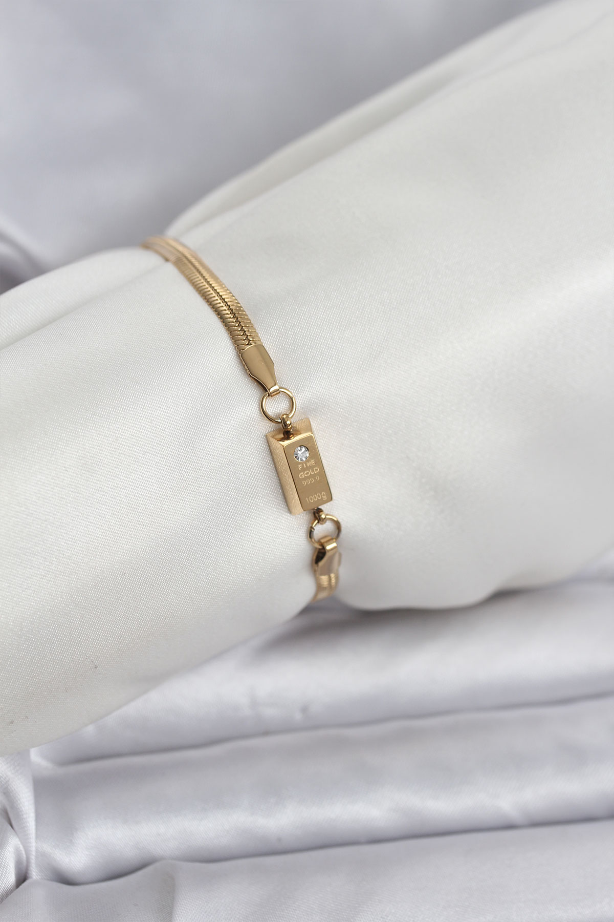 316L Çelik Gold Renk Külçe Altın Model Kadın Bileklik - Lisinya