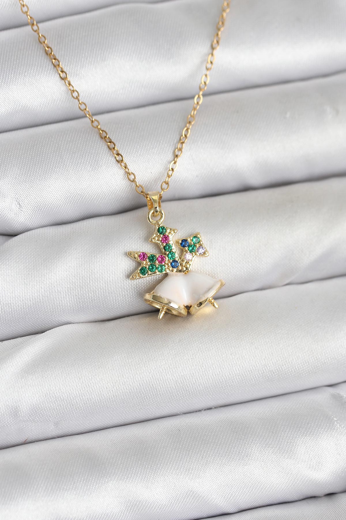 316L Çelik Zincir Gold Renk Chirtsmas Bell Model Yılbaşı Temalı Kadın Kolye - Lisinya