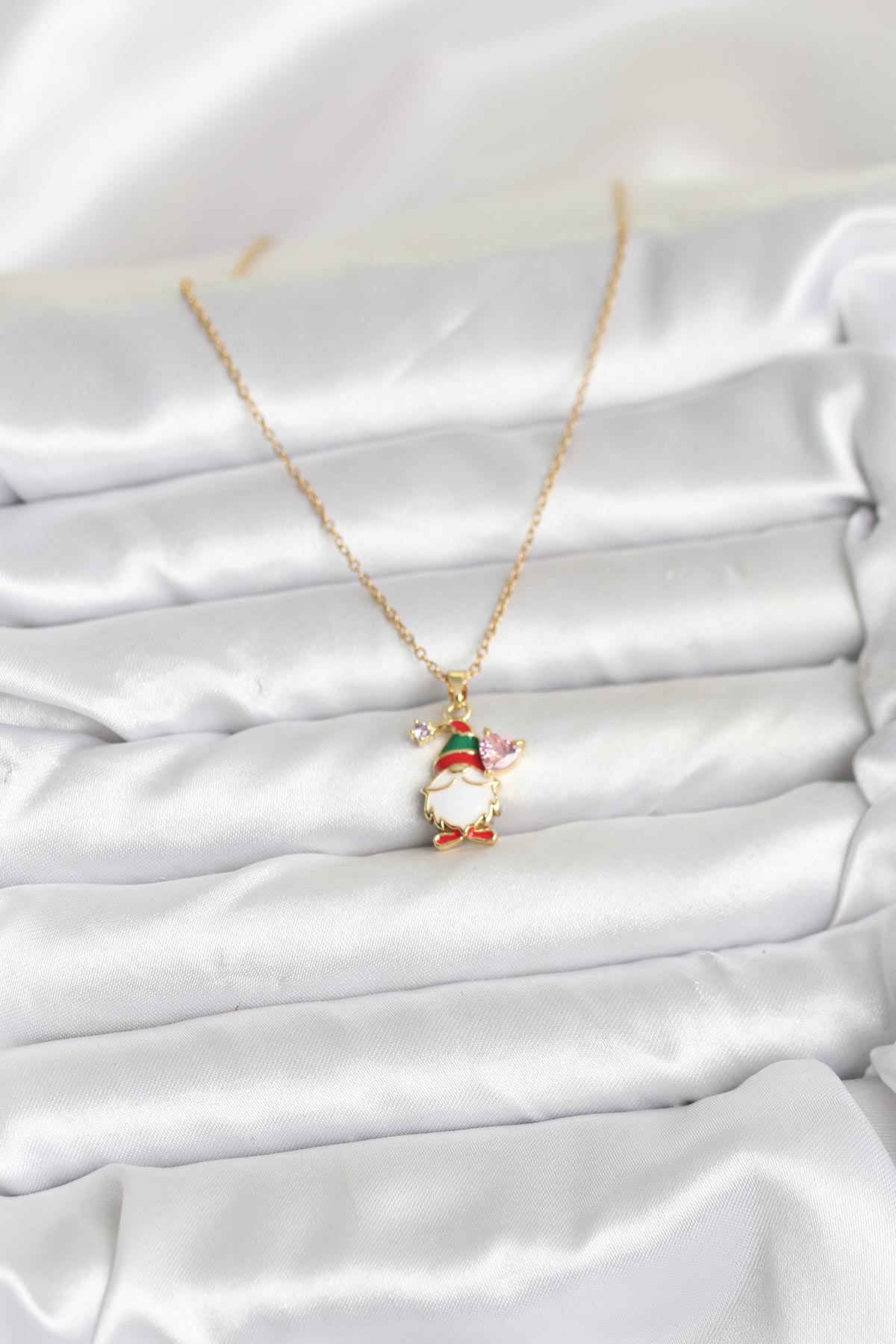 316L Çelik Zincir Gold Renk Yılbaşı Teması Kadın Kolye - Lisinya