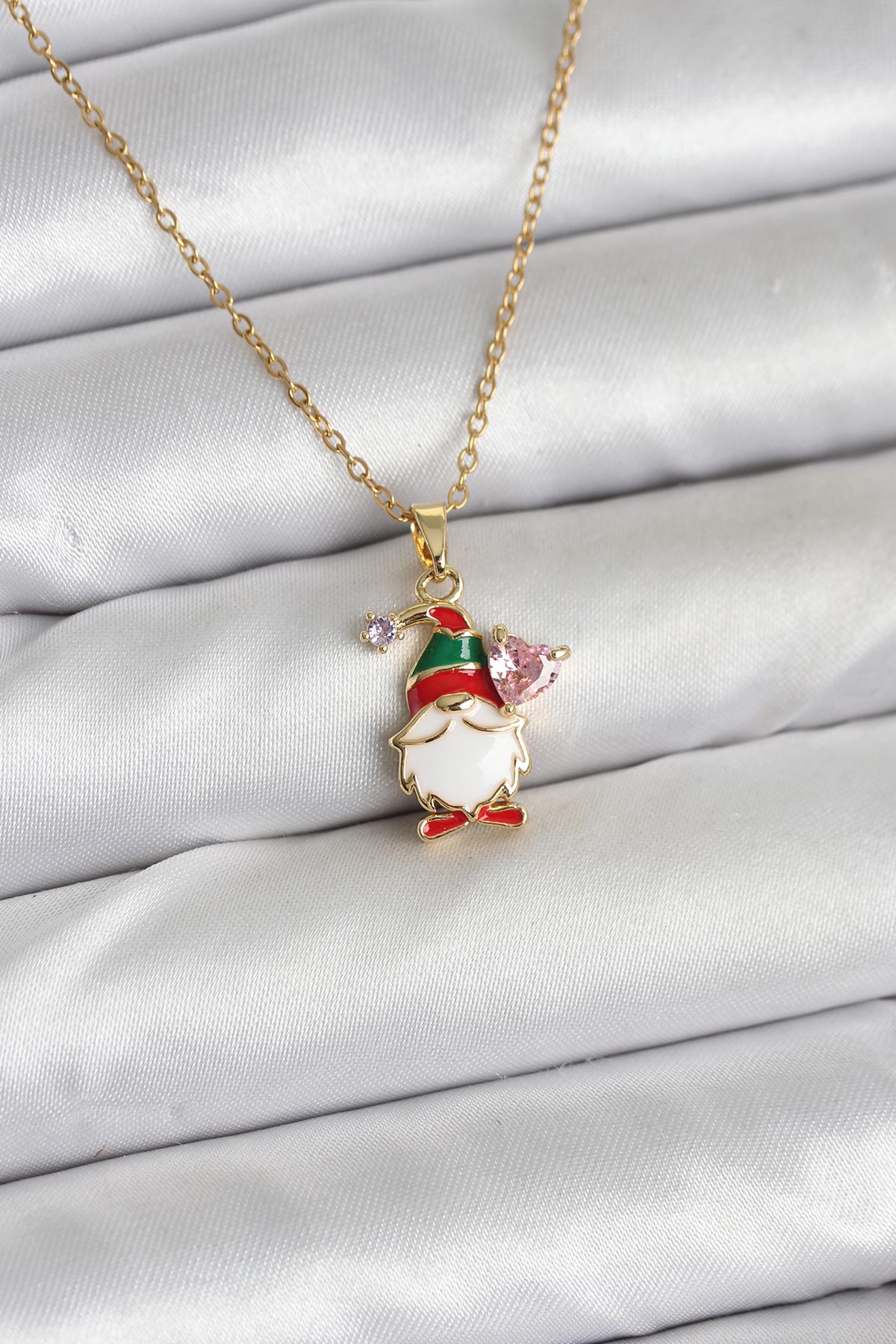 316L Çelik Zincir Gold Renk Yılbaşı Teması Kadın Kolye - Lisinya