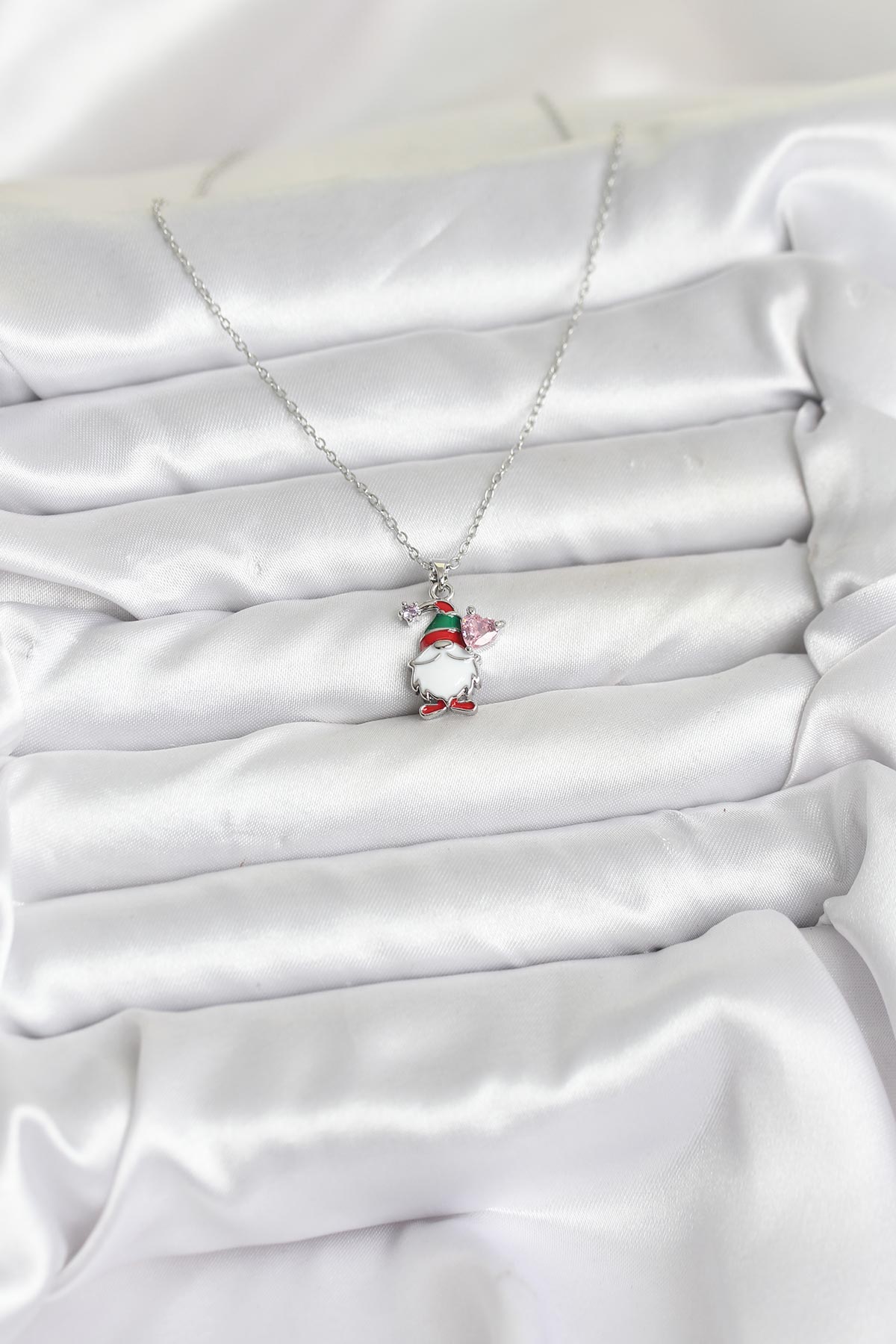 316L Çelik Zincir Gümüş Renk Yılbaşı Teması Kadın Kolye - Lisinya