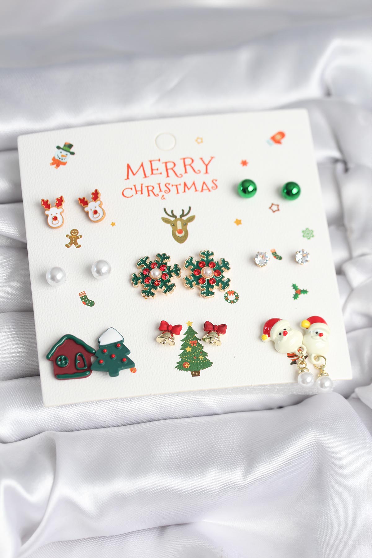 Yılbaşı Temalı 8 Çift Küpe Seti - Lisinya