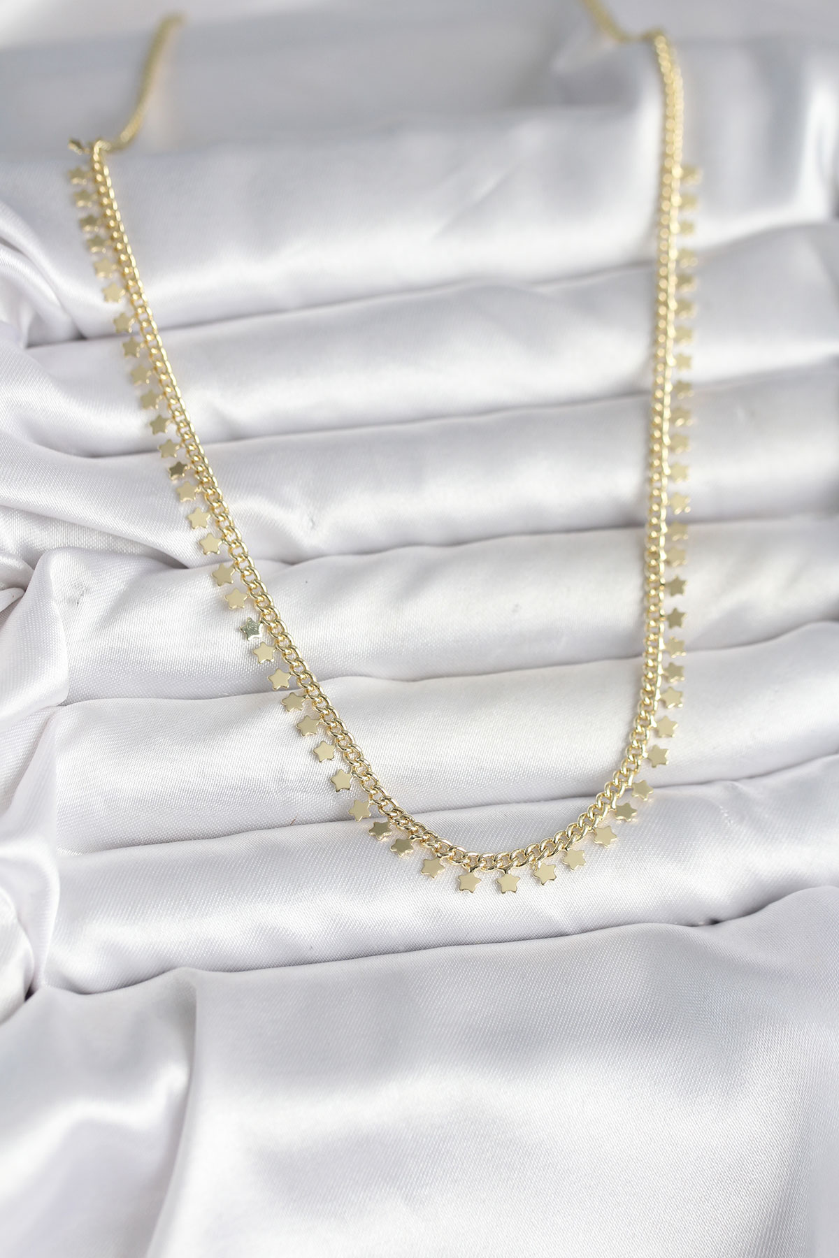 Pirinç Gold Renk Sıralı Yıldız Kadın Kolye - Lisinya