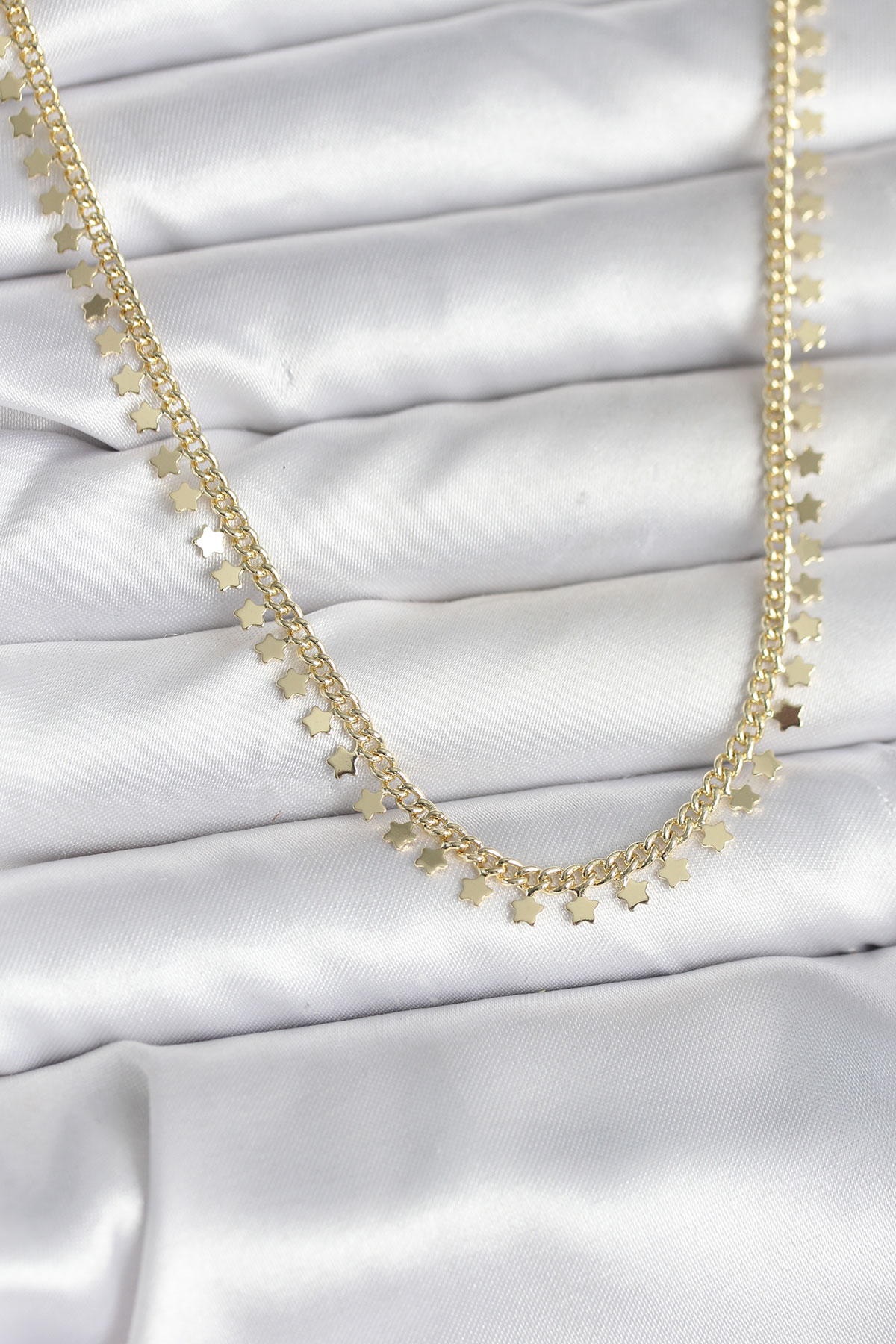 Pirinç Gold Renk Sıralı Yıldız Kadın Kolye - Lisinya Pirinç Gold Renk Sıralı Yıldız Kadın Kolye - Lisinya