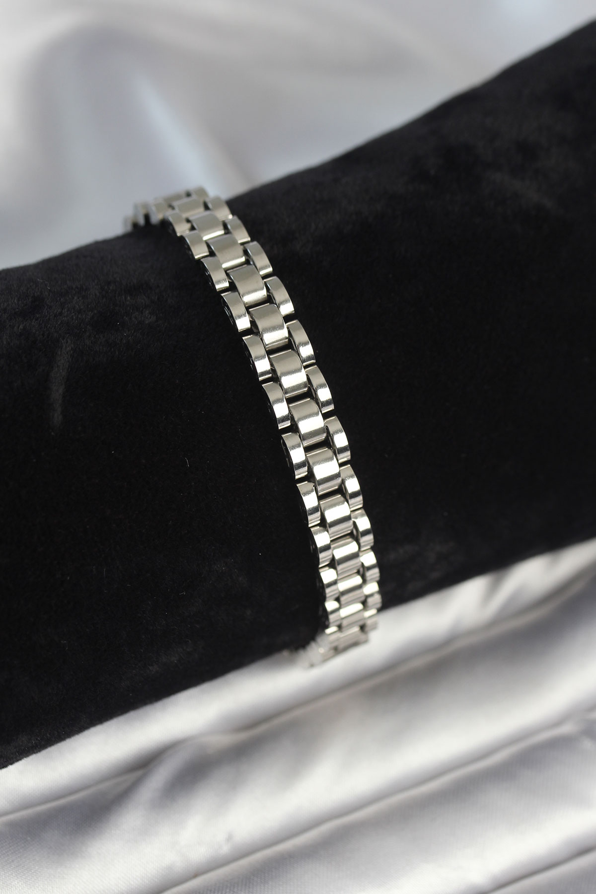 316L Çelik Gümüş Renk 7 mm Kalınlık Erkek Bileklik - Lisinya