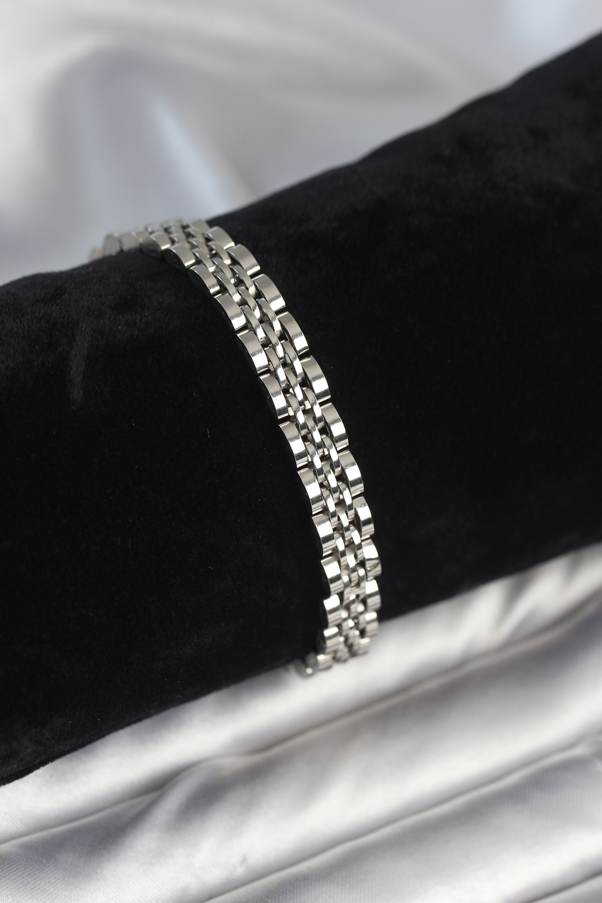 316L Çelik 7 mm Kalınlıkta Gümüş Renkli Erkek Bileklik - Lisinya