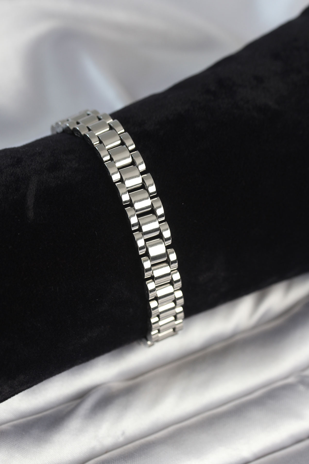 316L Çelik Gümüş Renk 9 mm Kalınlık Erkek Bileklik - Lisinya