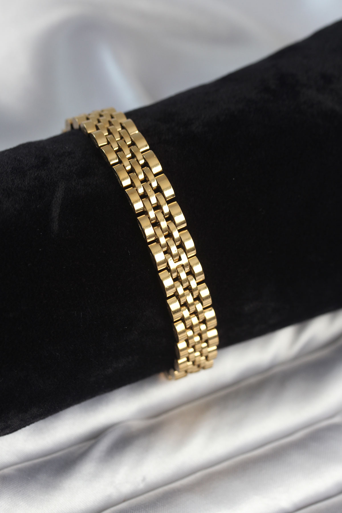 316L Çelik 9 mm Kalınlıkta Gold Renkli Erkek Bileklik - Lisinya