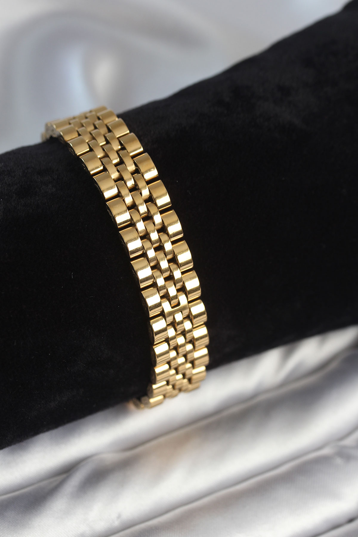 316L Çelik 12 mm Kalınlıkta Gold Renkli Erkek Bileklik - Lisinya