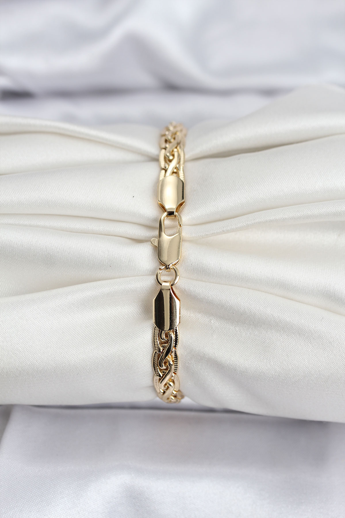 14K Gold Renk Kaplama Lazer Zincir Model CM Kadın Bileklik - Lisinya