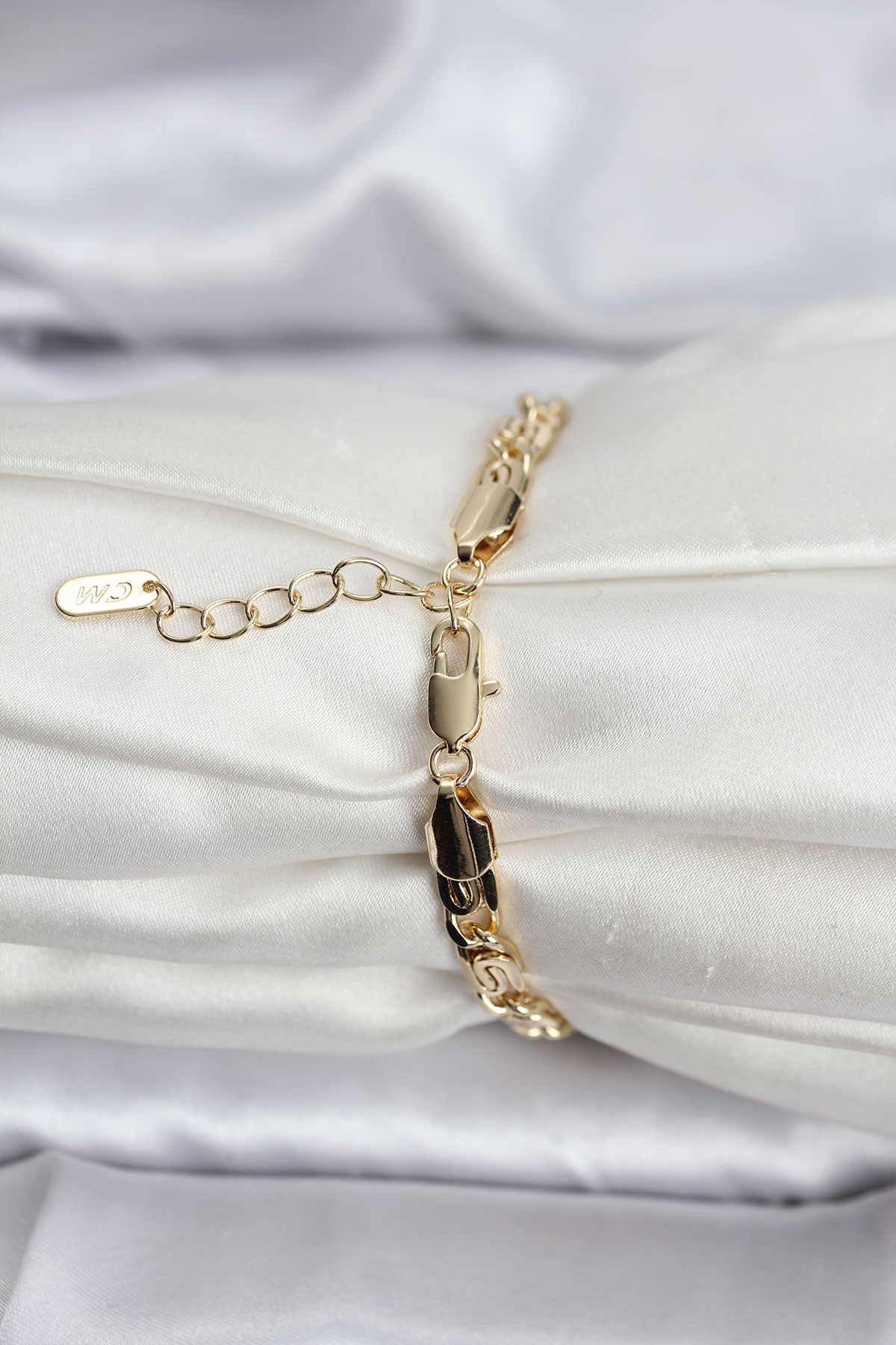 14K Gold Renk Kaplama Zincir Model CM Kadın Bileklik - Lisinya