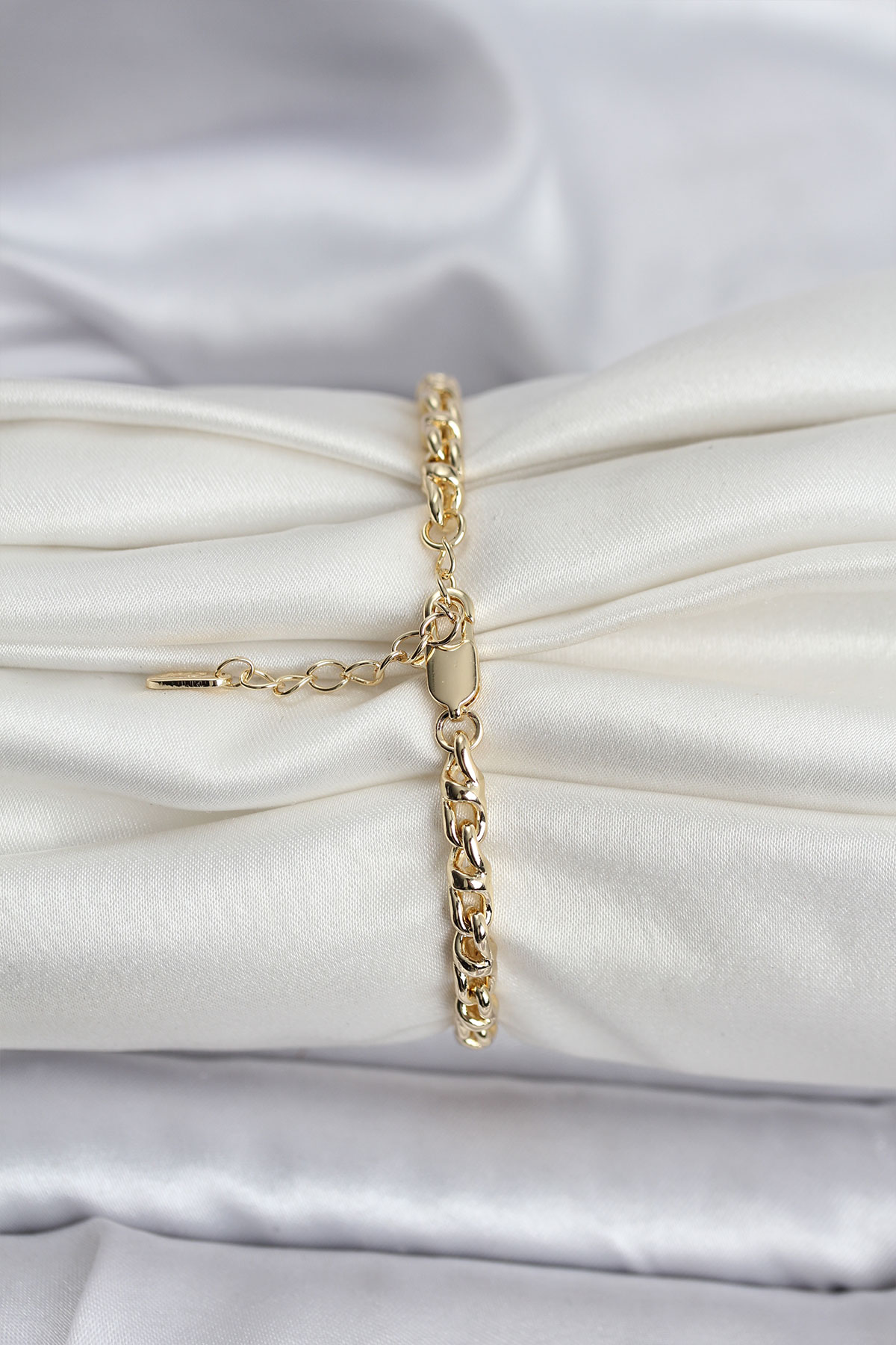 14K Gold Renk Kaplama Zincir Model Kadın CM Bileklik - Lisinya