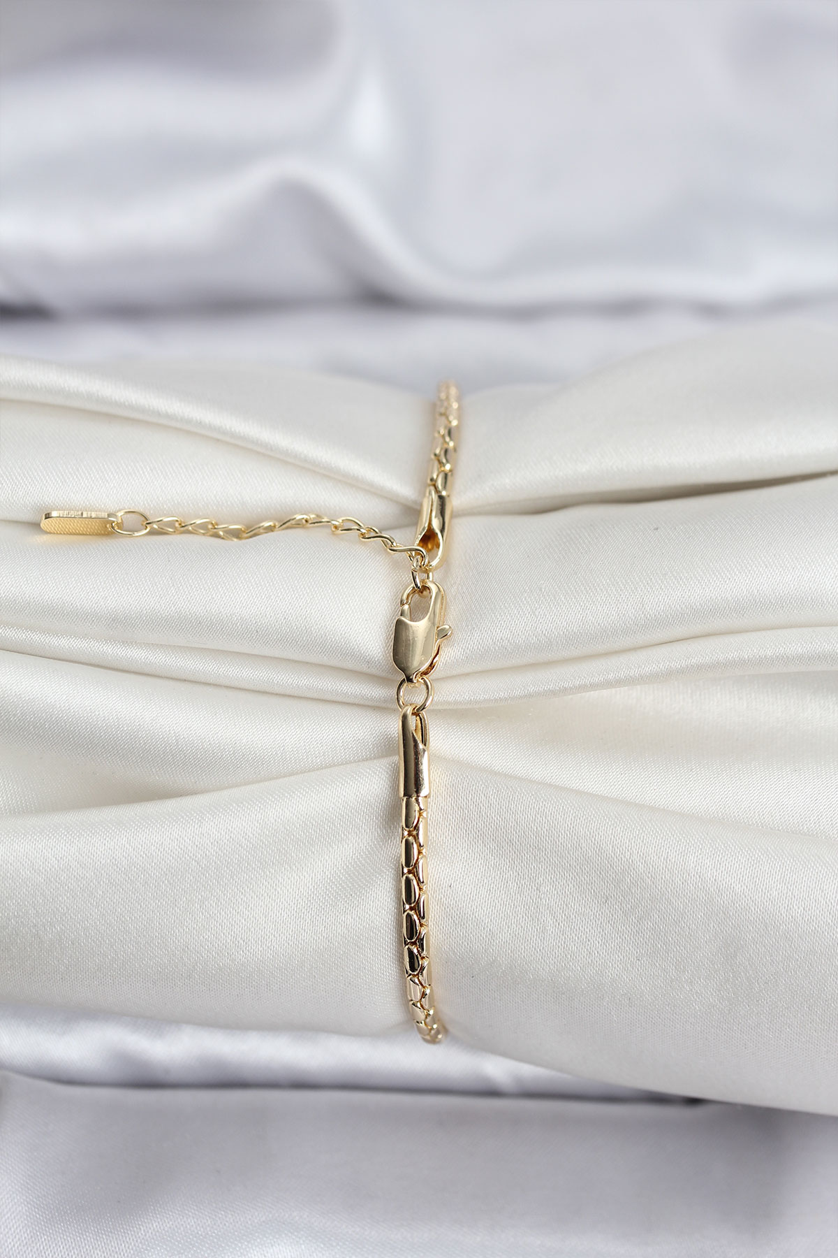 14K Gold Renk Kaplama Zincirli Model CM Kadın Bileklik - Lisinya