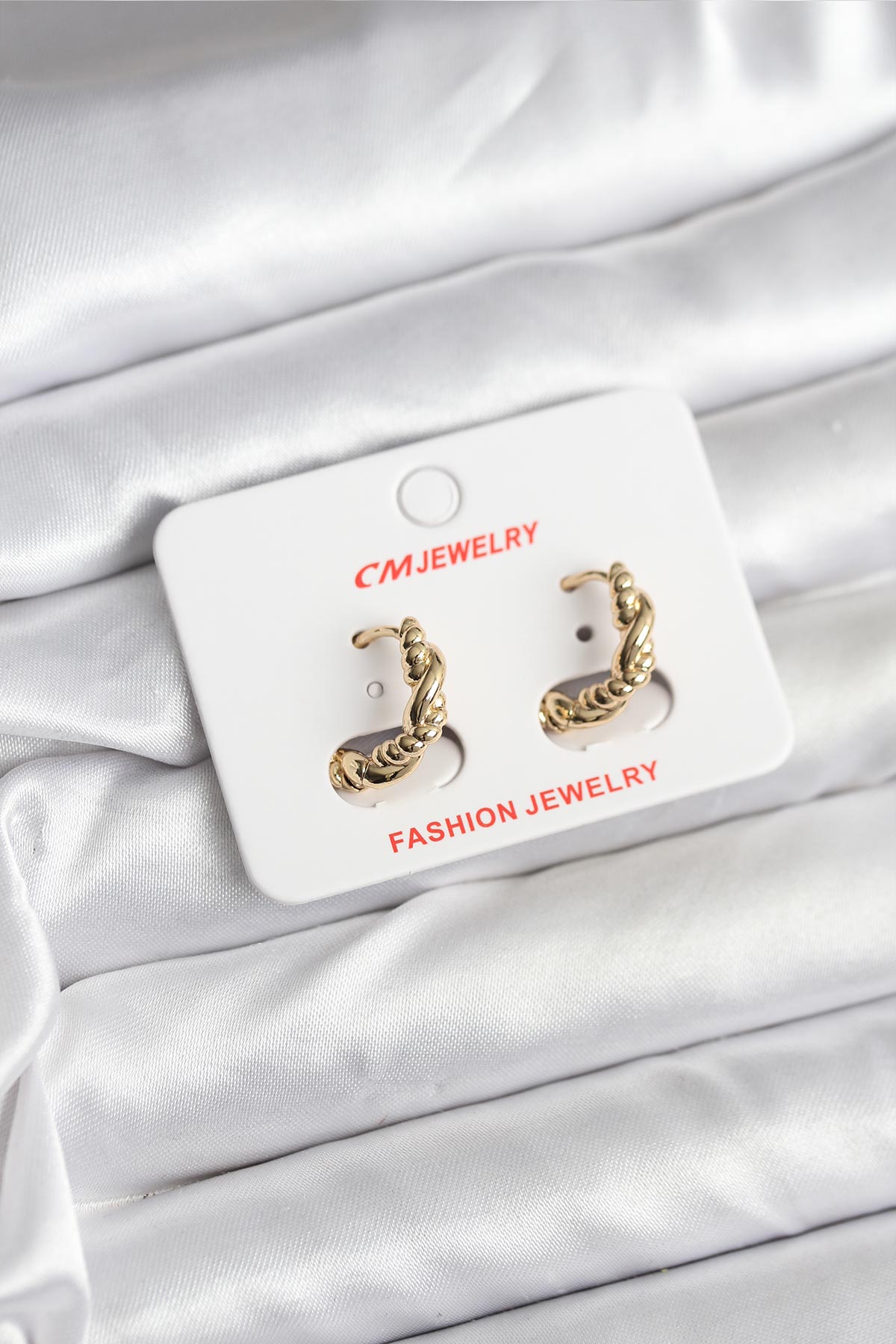 14K Gold Renk Kaplama Burgu Model CM Kadın Küpe - Lisinya