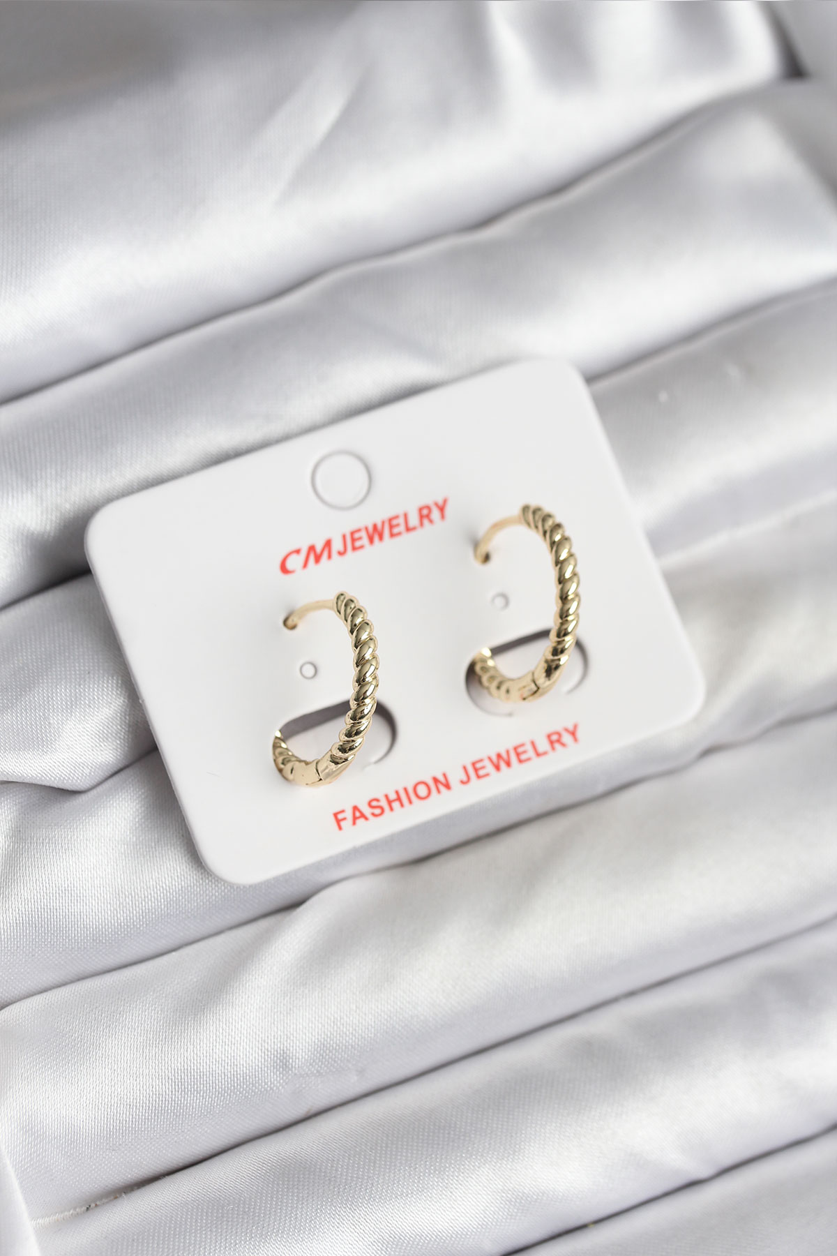 14K Gold Renk Kaplama Burgu Halka CM Kadın Küpe - Lisinya