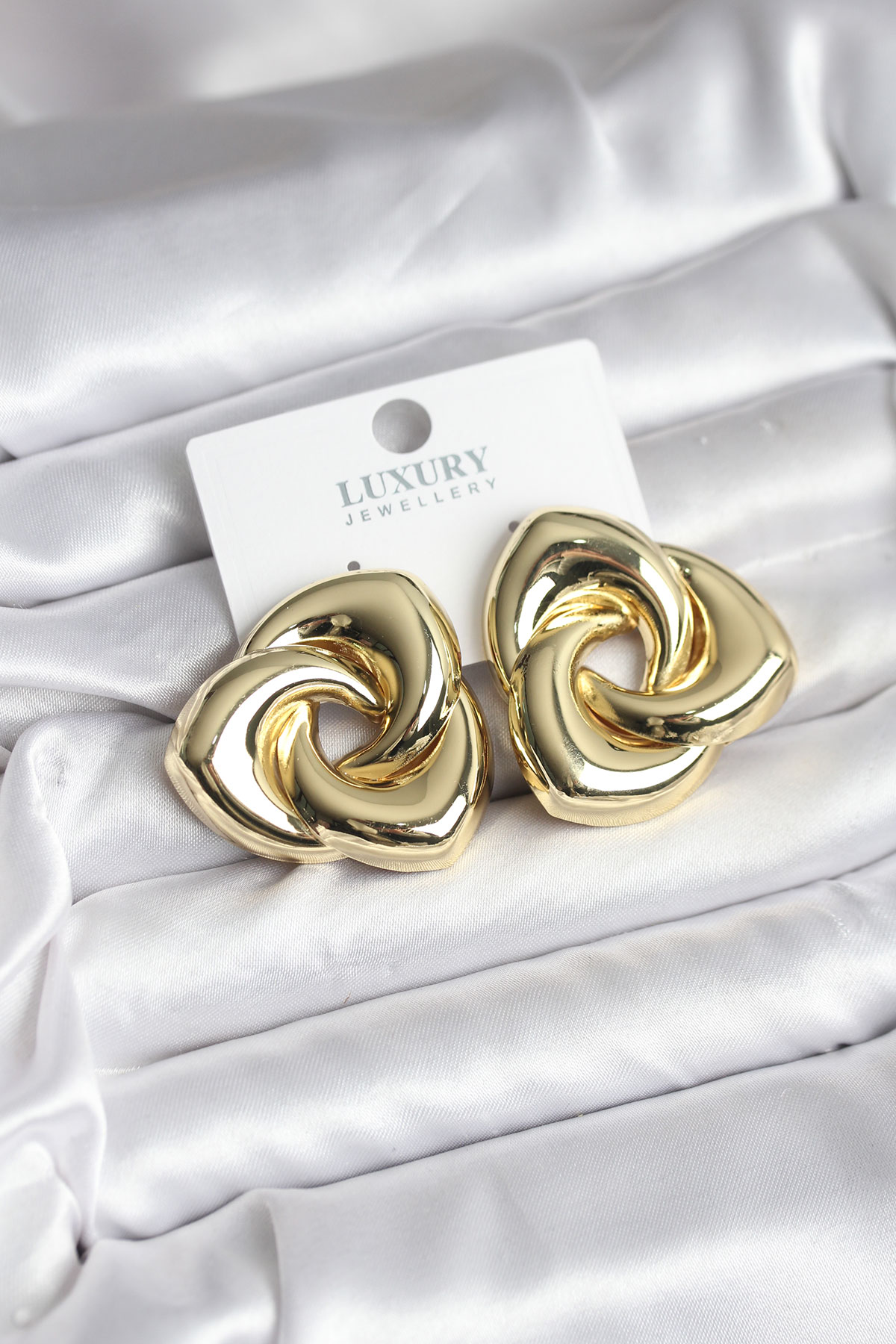 Pirinç Gold Renk Geometrik Vintage Kadın Küpe - Lisinya