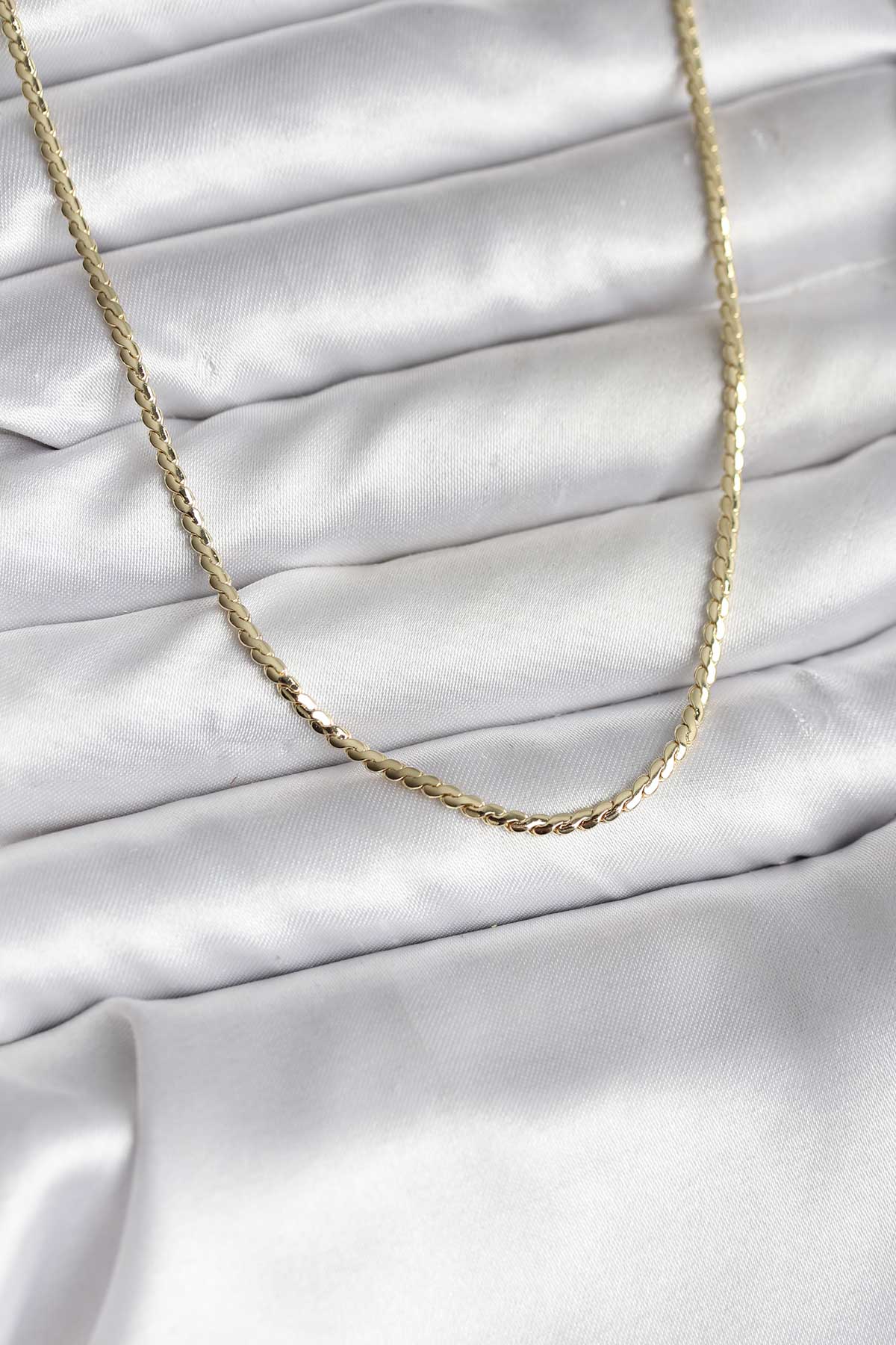 14K Gold Renk Kaplama Ezme Zincir Model CM Kadın Kolye - Lisinya