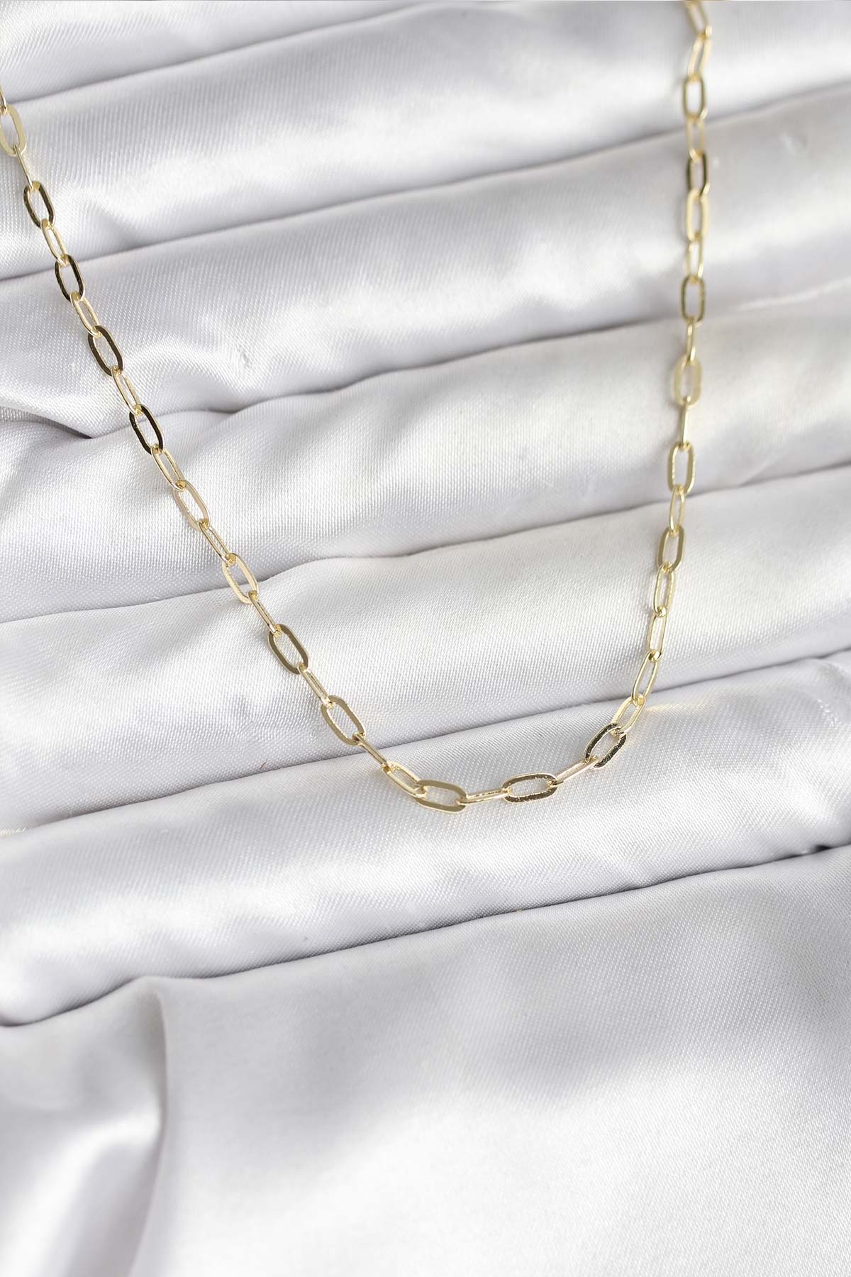 14K Gold Renk Kaplama Ataç Zincir Model CM Kadın Kolye - Lisinya