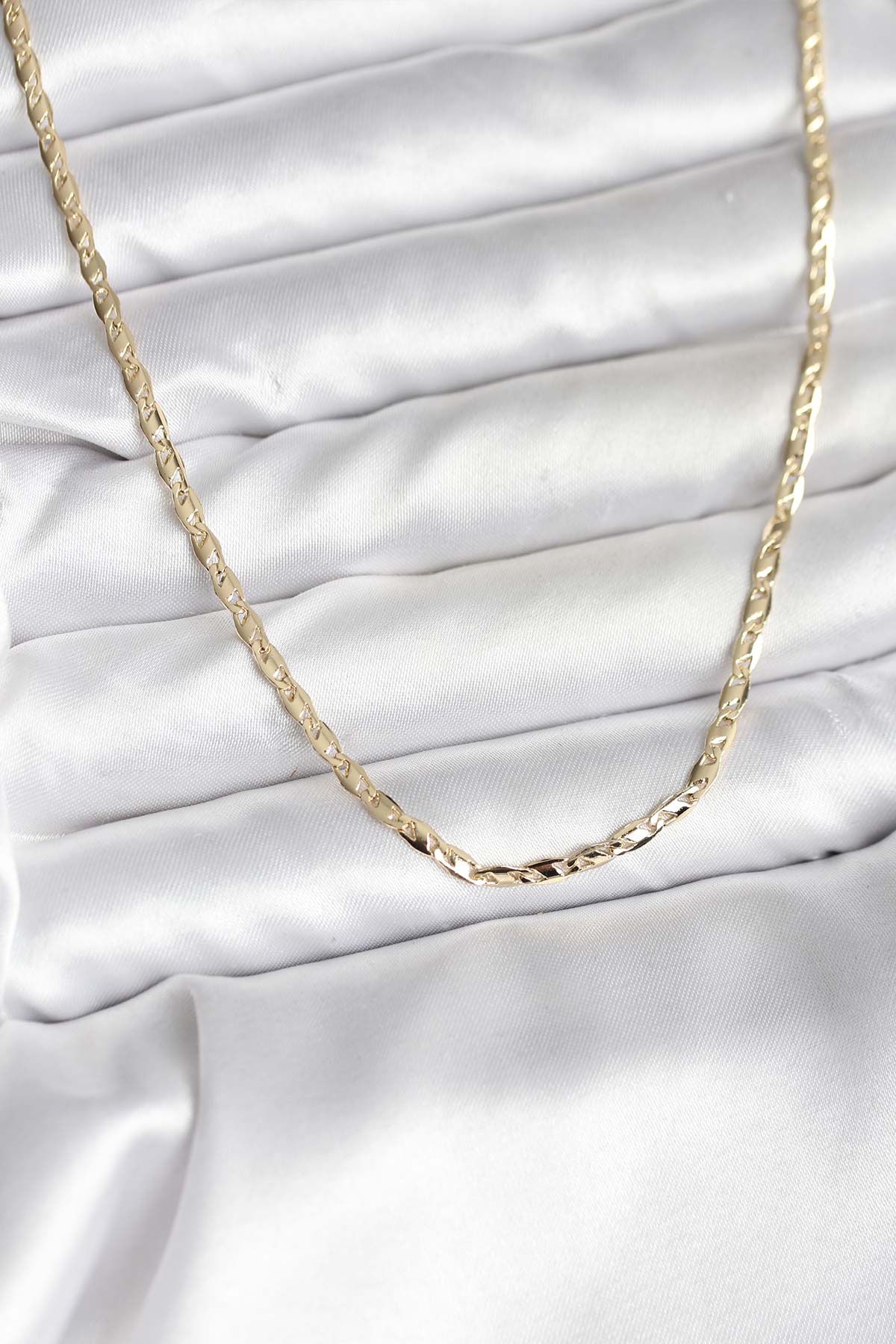 14K Gold Renk Kaplama Ezme Zincir Model CM Kadın Kolye - Lisinya