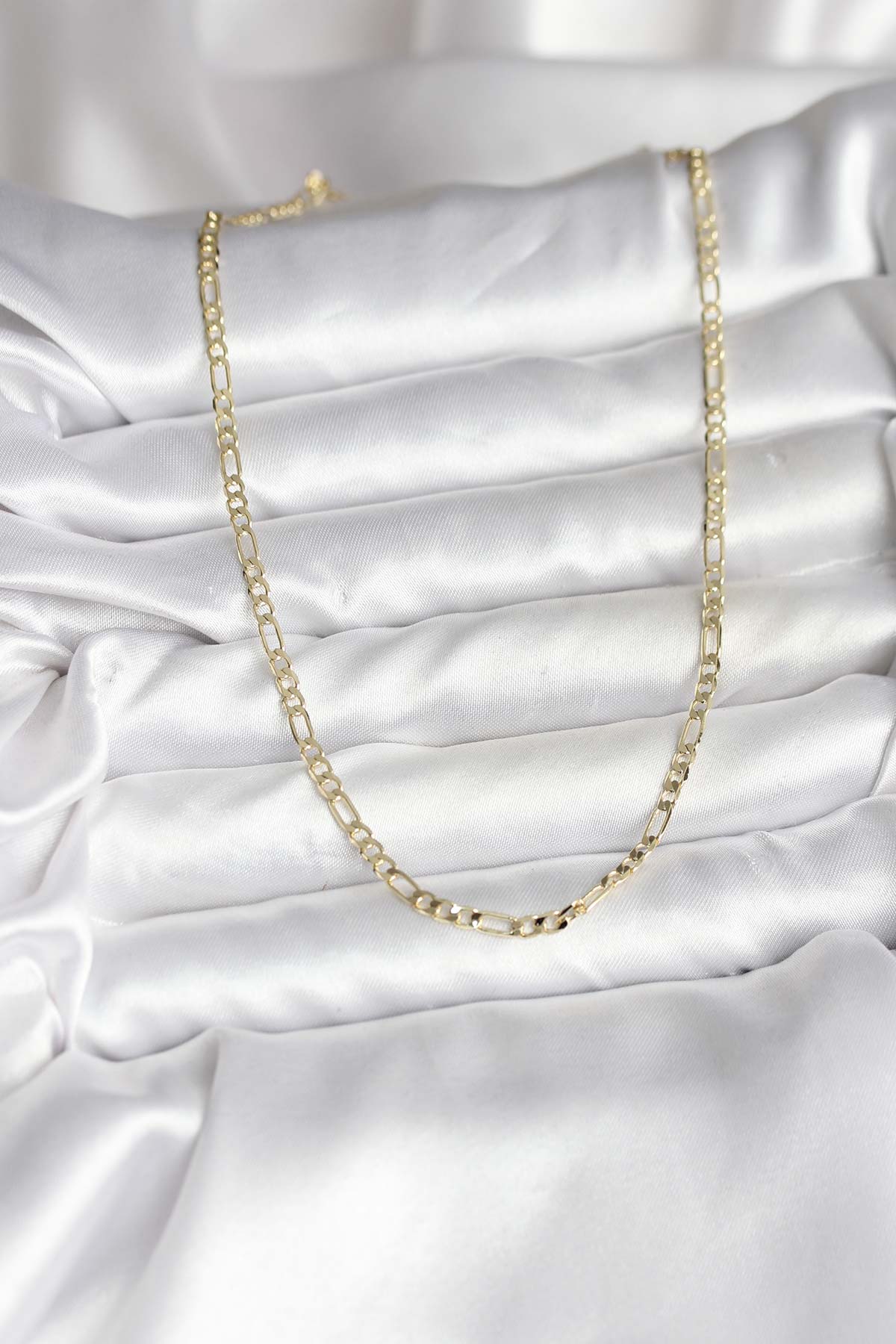 14K Gold Renk Kaplama Kuşgözü Zincir Model Pirinç CM Kadın Kolye - Lisinya