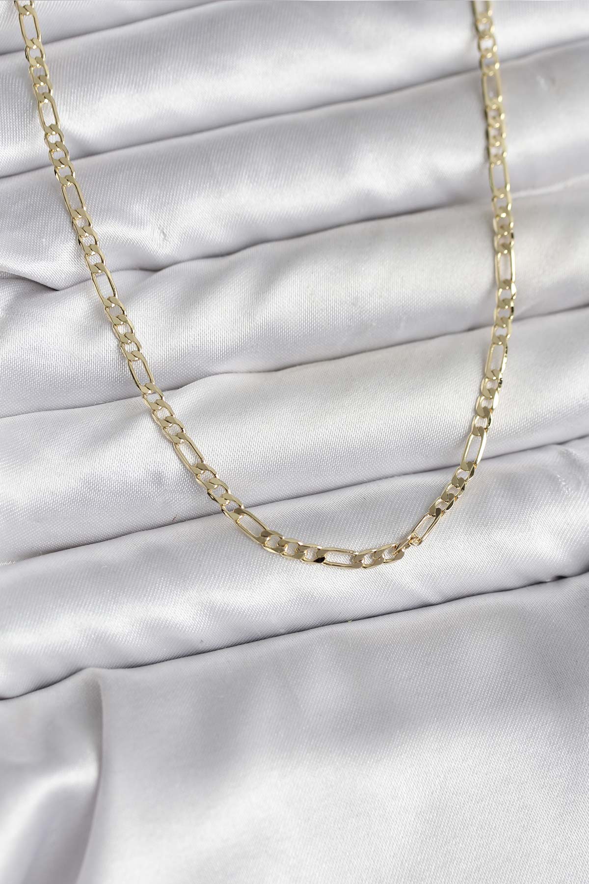 14K Gold Renk Kaplama Kuşgözü Zincir Model Pirinç CM Kadın Kolye - Lisinya