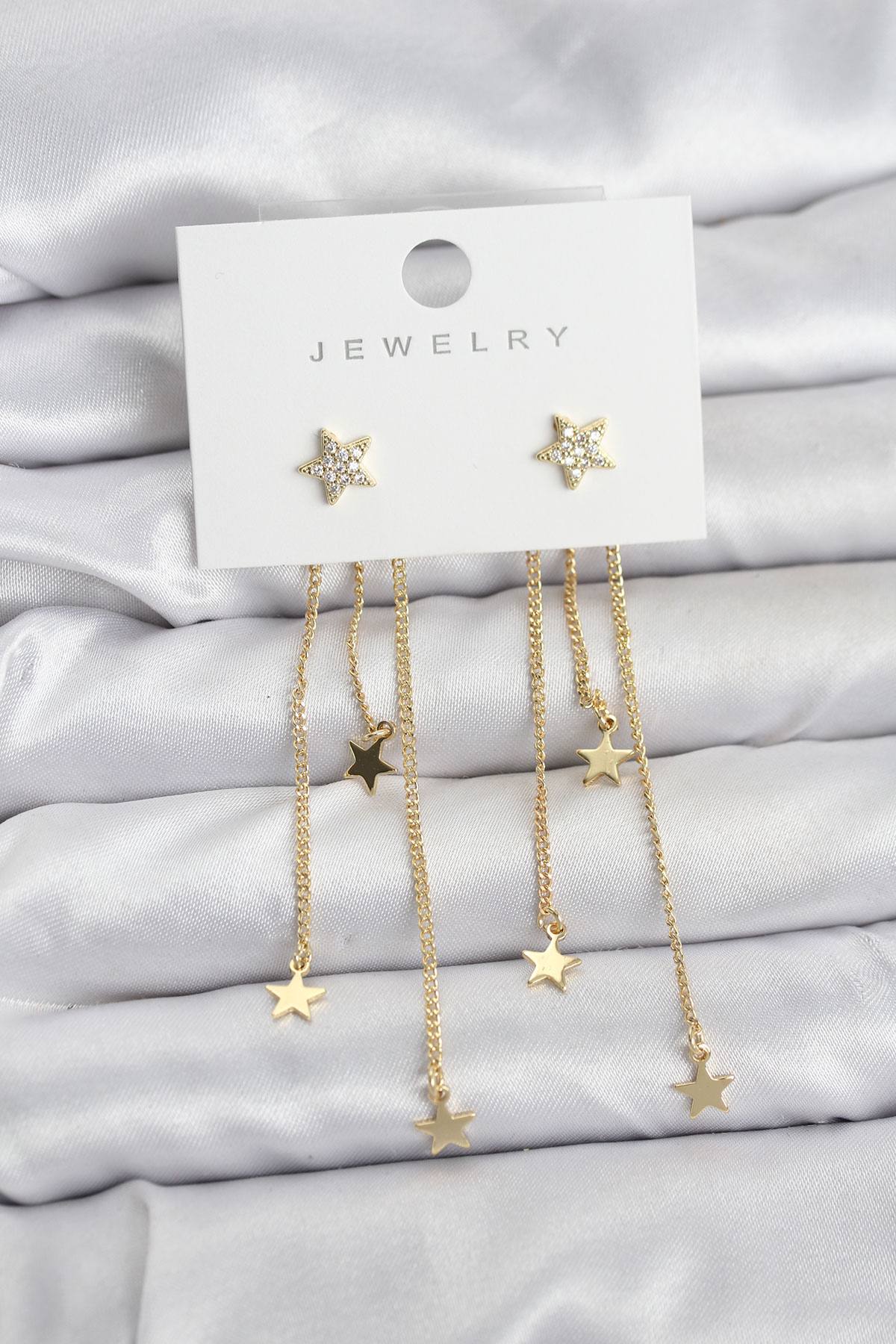 Yıldız Model Gold Renk Pirinç Sallantılı Kadın Küpe - Lisinya Yıldız Model Gold Renk Pirinç Sallantılı Kadın Küpe - Lisinya