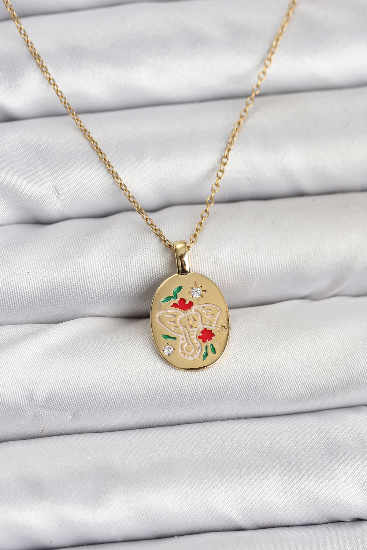 316L Çelik Zincir Gold Renk Fil Figürlü Kadın Kolye - Lisinya 316L Çelik Zincir Gold Renk Fil Figürlü Kadın Kolye - Lisinya