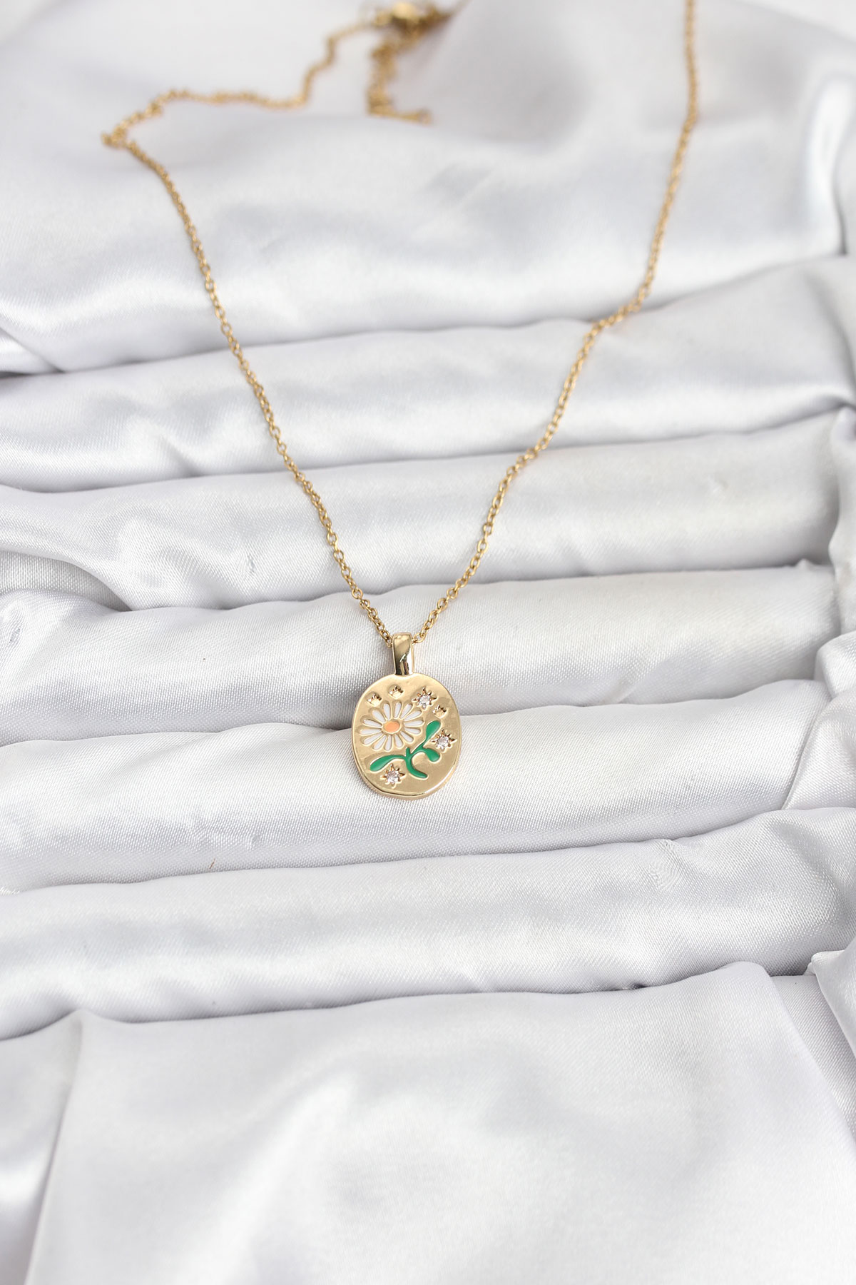 316L Çelik Zincir Papatya Figürlü Kadın Kolye - Lisinya