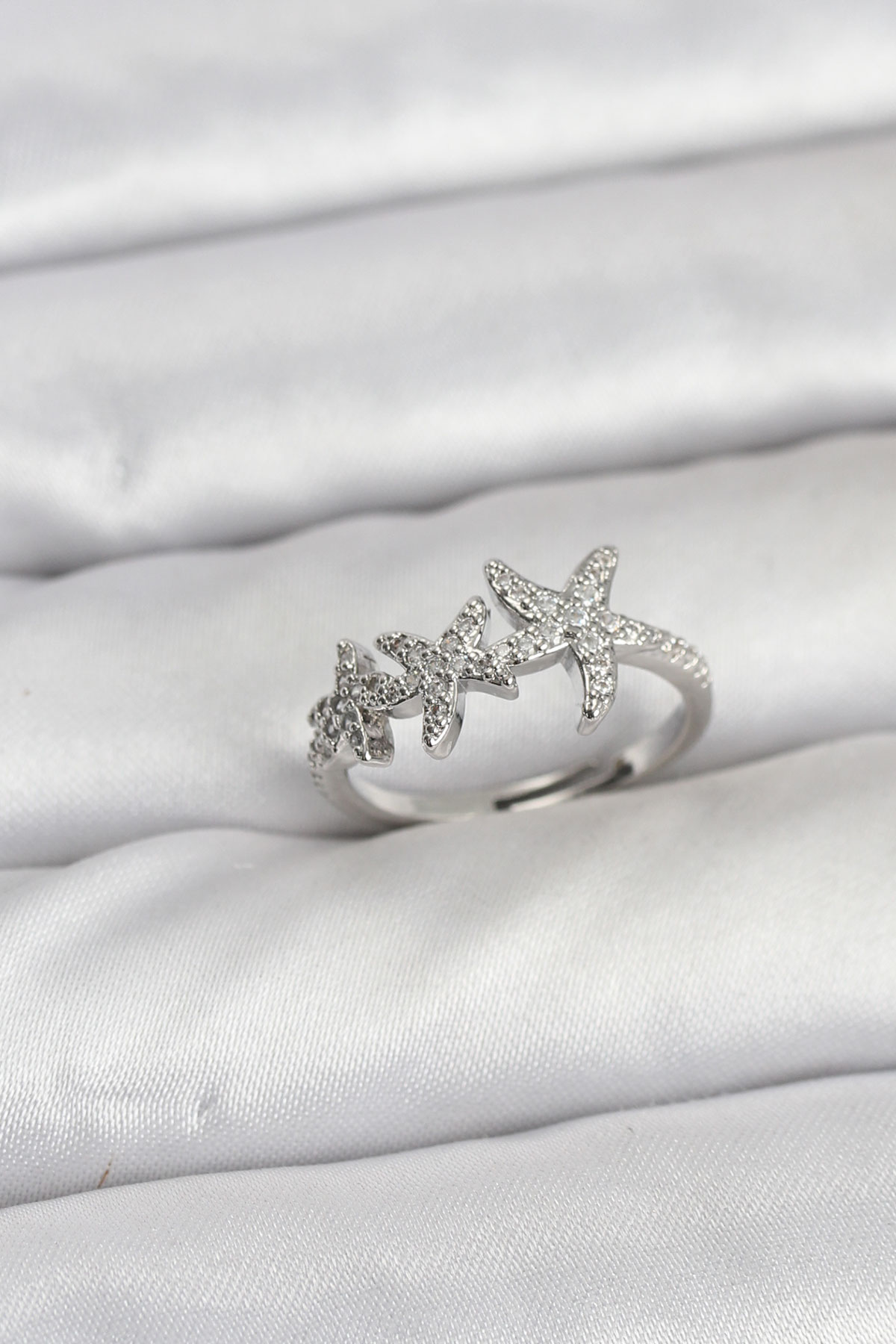 Pirinç Yıldız Model Gümüş Renk Kadın Yüzük - Lisinya