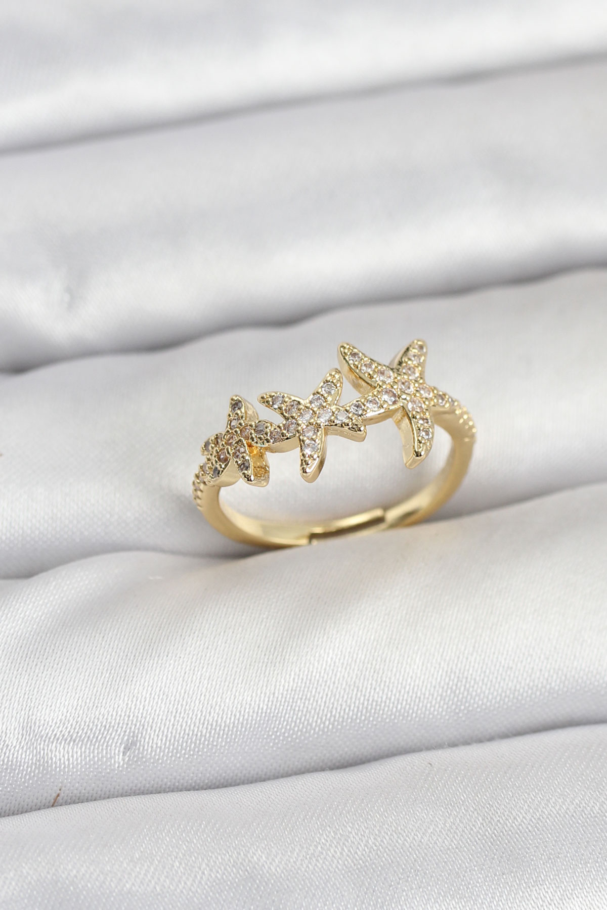 Pirinç Yıldız Model Gold Renk Kadın Yüzük - Lisinya