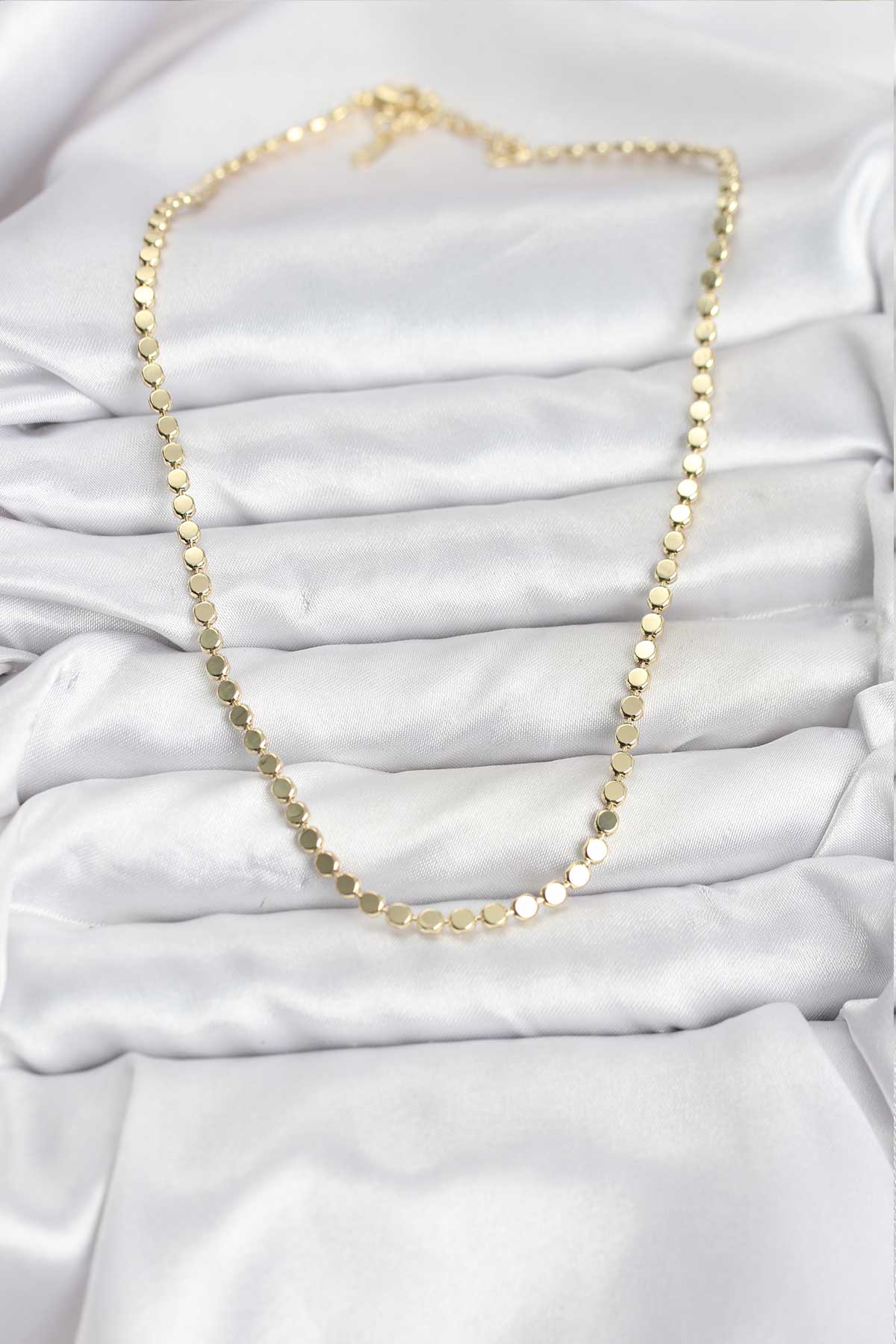 316L Çelik Zincir Gold Renk Ezme Zincir Model  45 cm Kadın Kolye - Lisinya