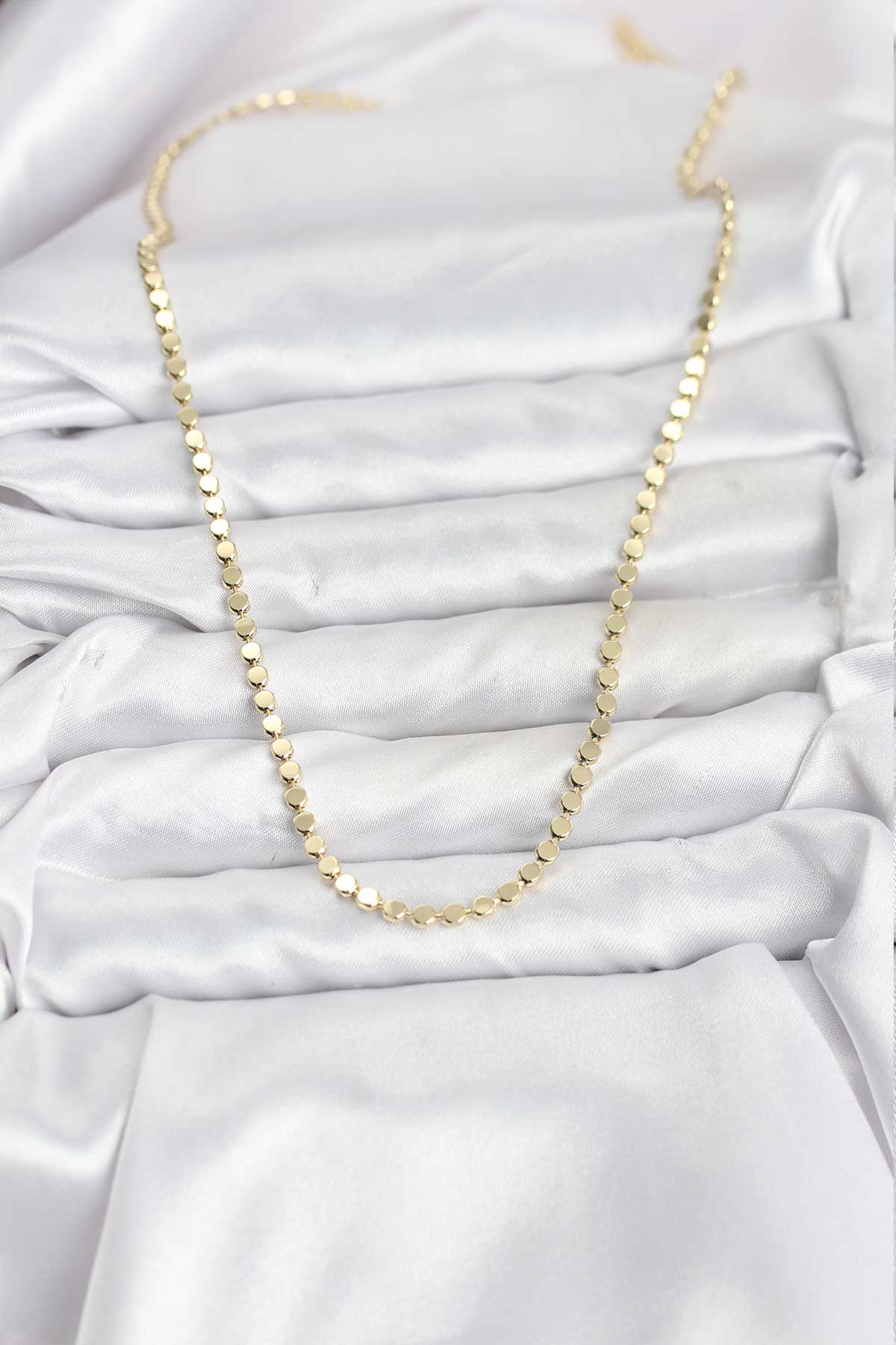 316L Çelik Zincir Gold Renk Ezme Zincir Model 65 cm Kadın Kolye - Lisinya