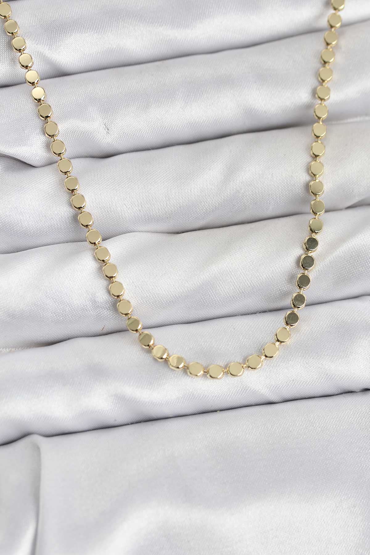 316L Çelik Zincir Gold Renk Ezme Zincir Model 65 cm Kadın Kolye - Lisinya