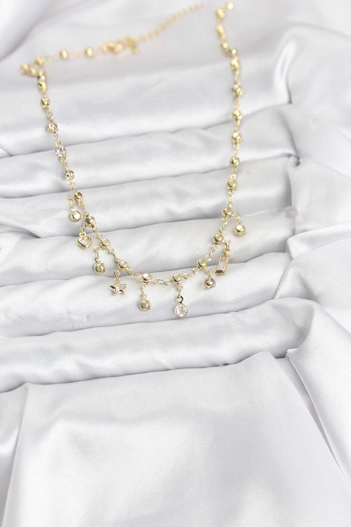 316L Çelik Zincir Gold Renk Kolye - Lisinya