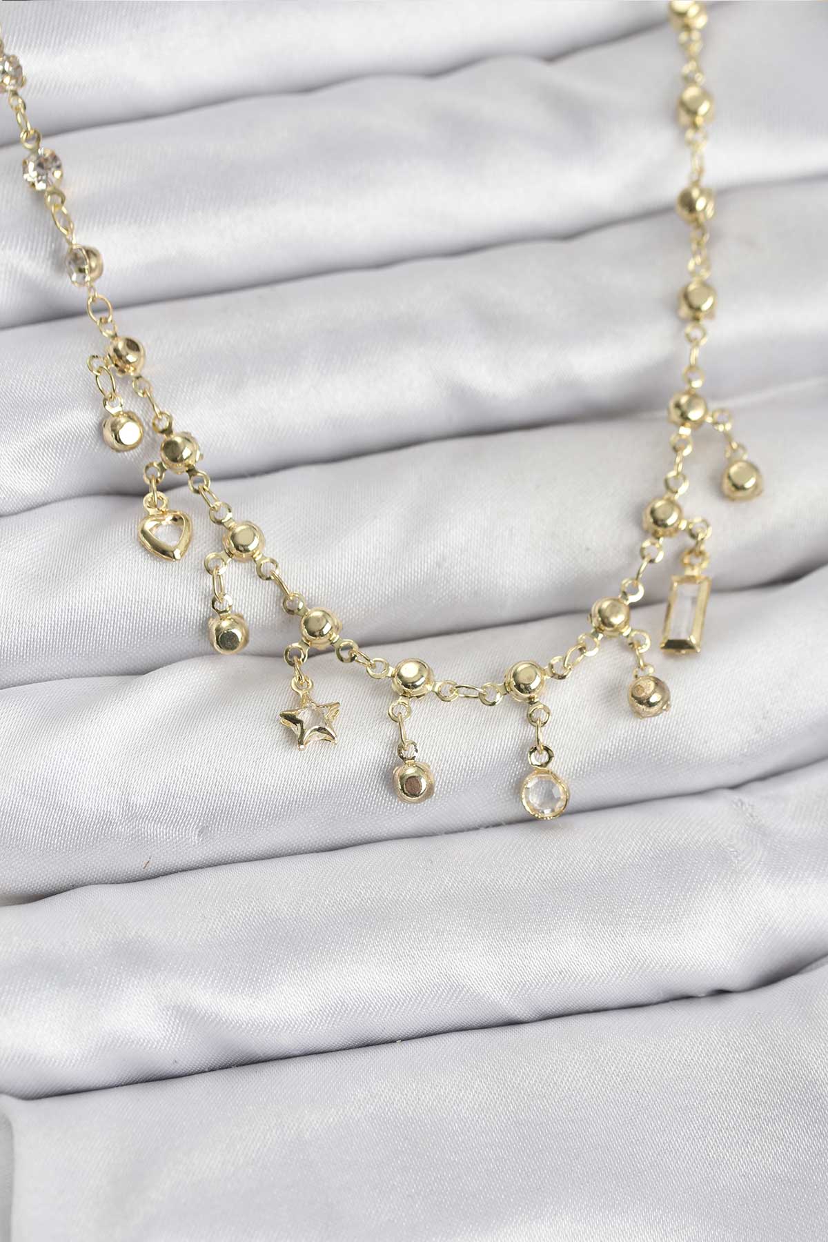 316L Çelik Zincir Gold Renk Kolye - Lisinya