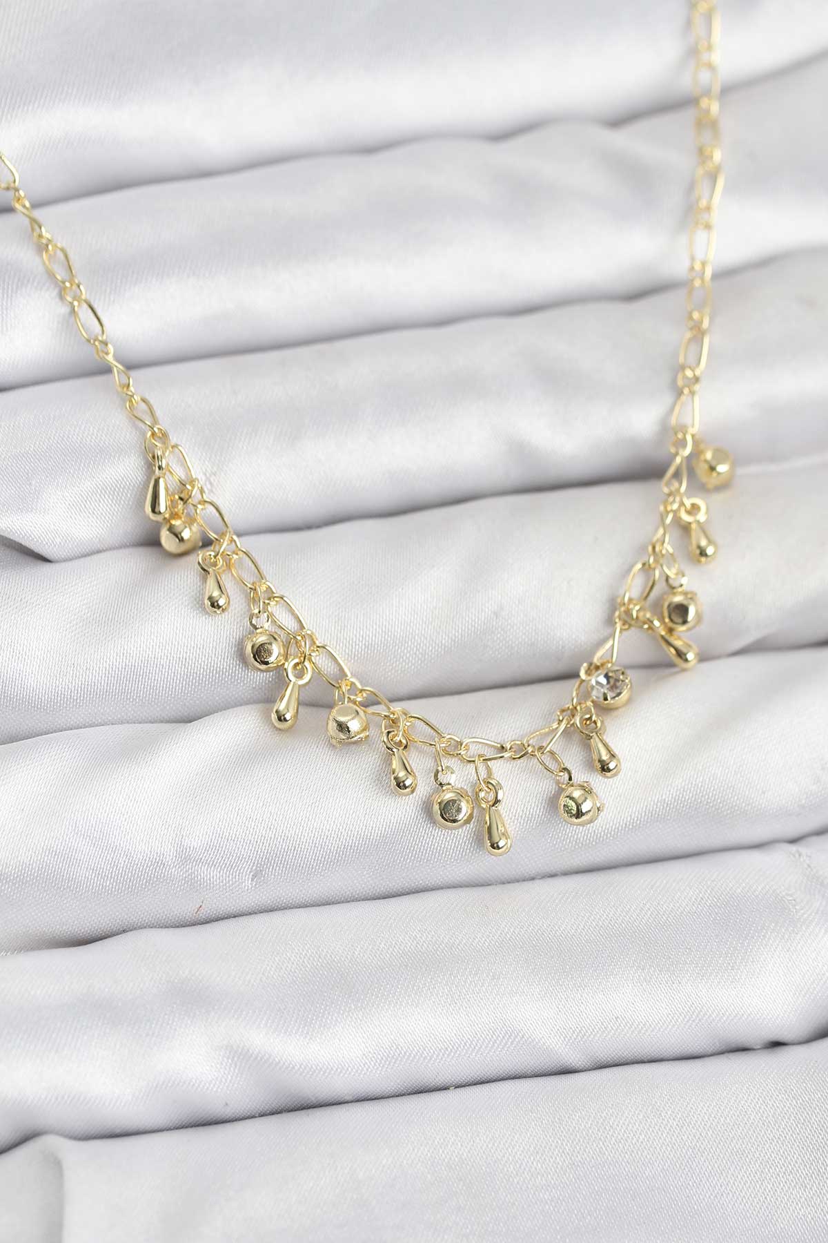 316L Çelik Zincir Gold Renk Kadın Kolye - Lisinya