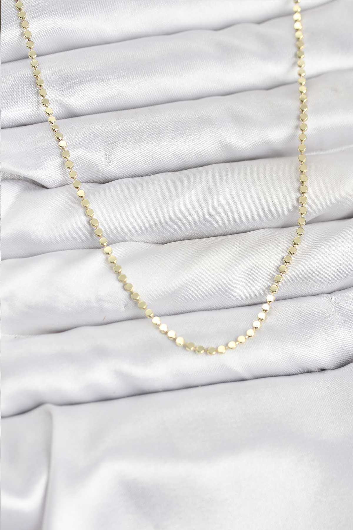 316L Çelik Gold Renk İnce Ezme Zincir Kadın Kolye - Lisinya