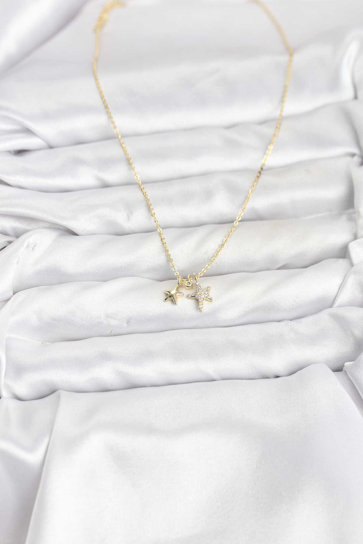 Pirinç Gold Renk Yıldız Minimal Kadın Kolye - Lisinya