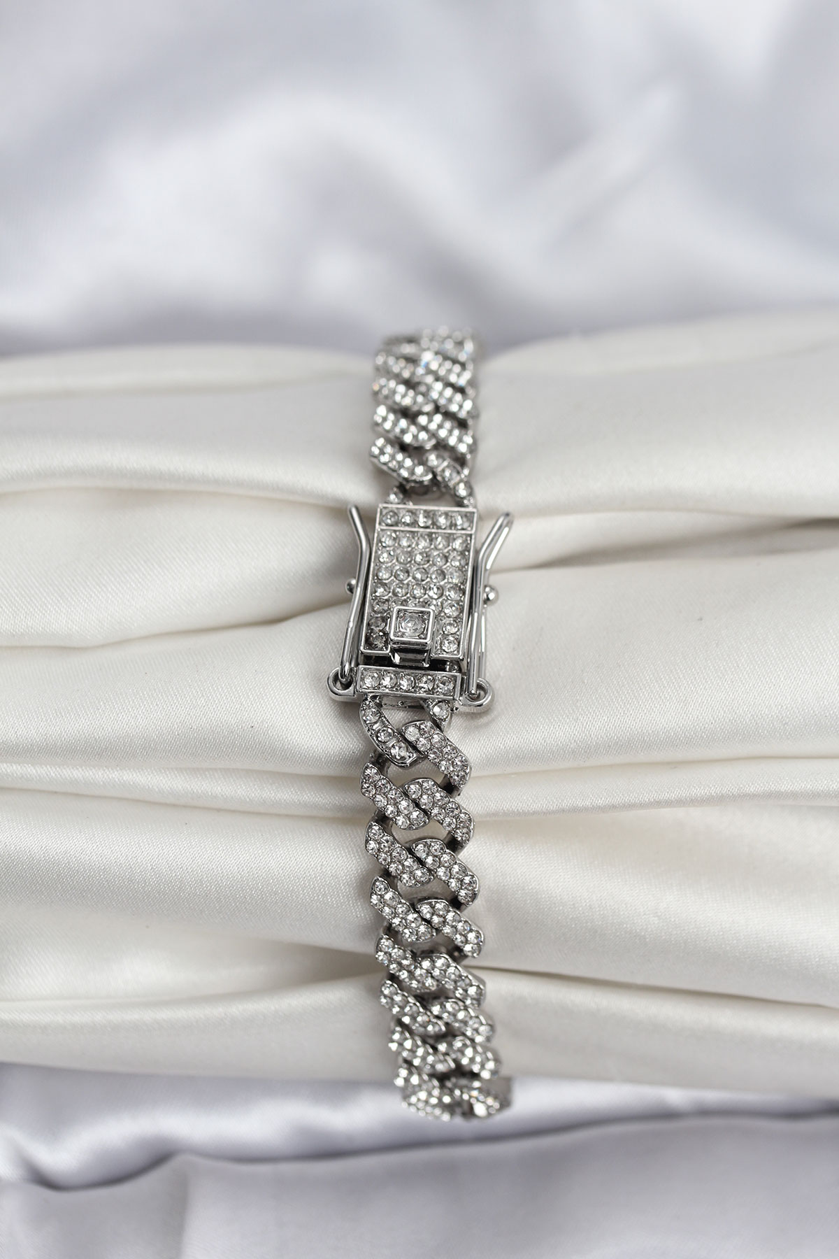 Gümüş Renk Pirinç Cuba Chain Gurmet Bileklik - Lisinya