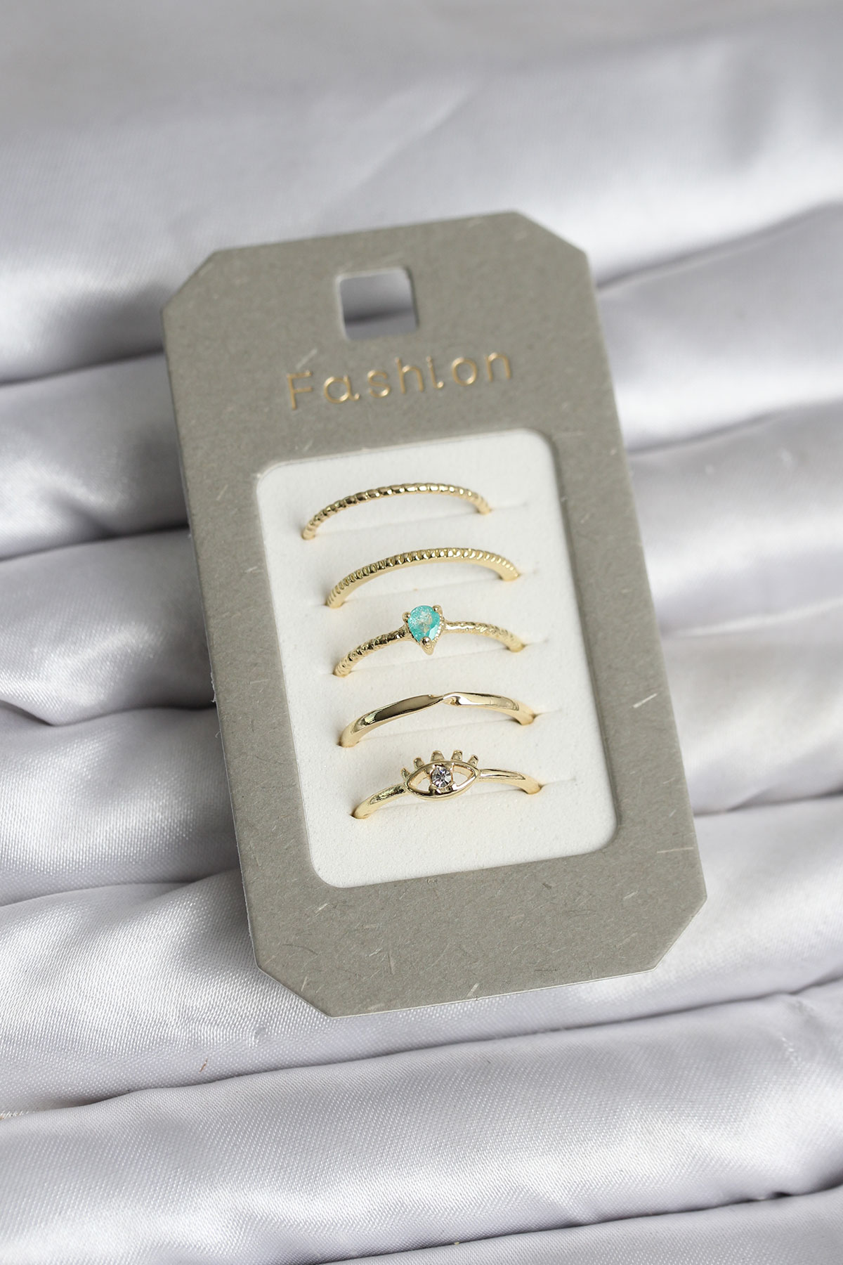 Pirinç Gold Renk 5'li Yüzük Seti - Lisinya