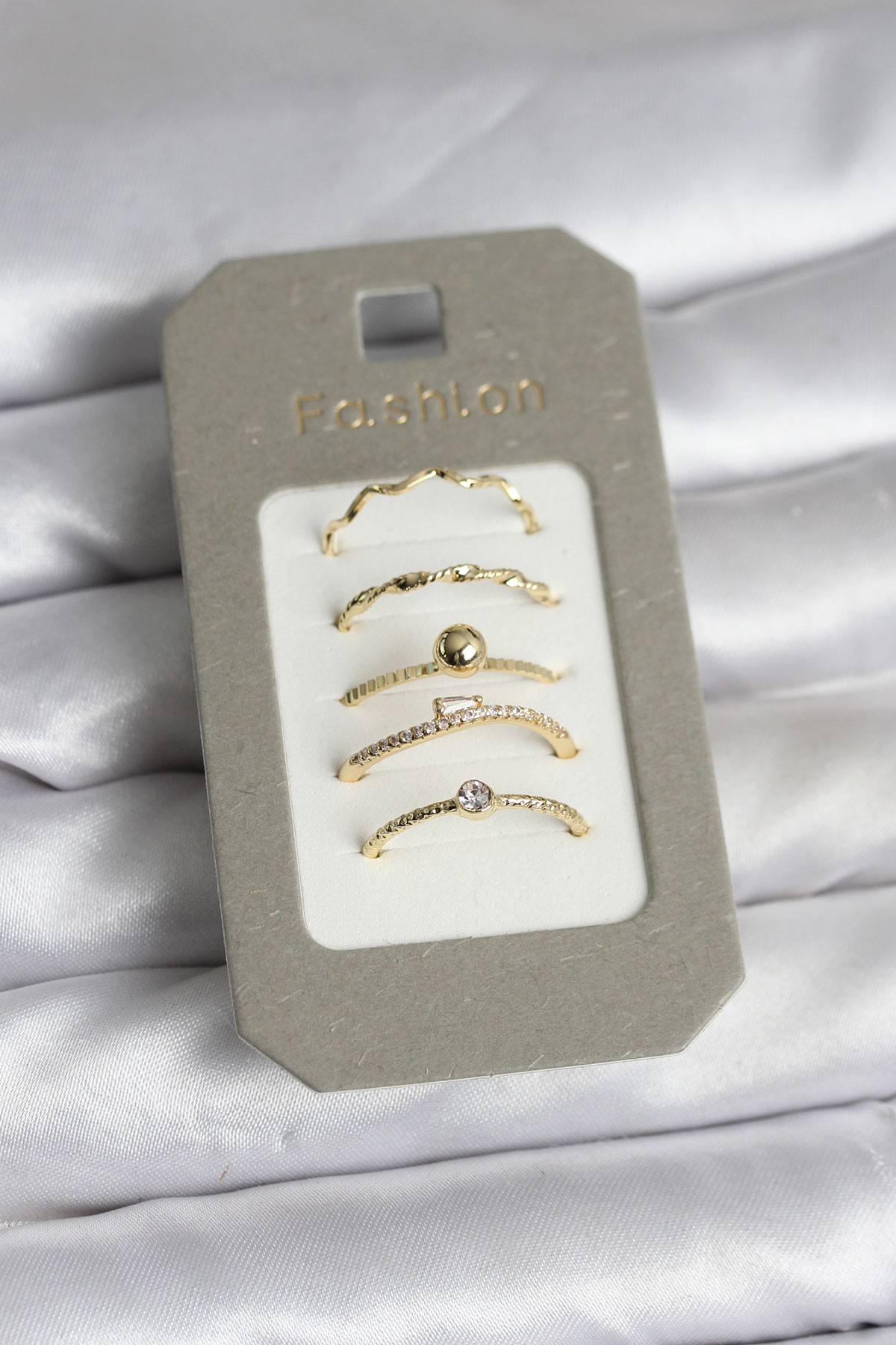 Pirinç Gold Renk 5'li Yüzük Seti - Lisinya