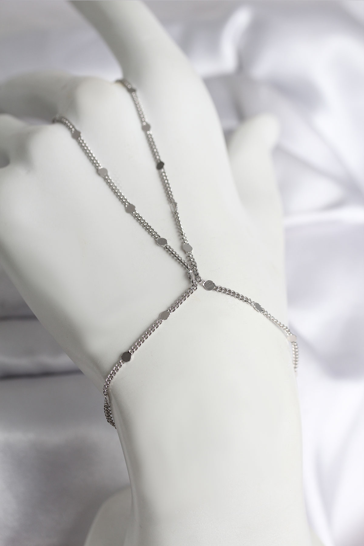 316L Çelik Gümüş Renk Parçalı Ezme Zincir Model Kadın Şahmeran - Lisinya