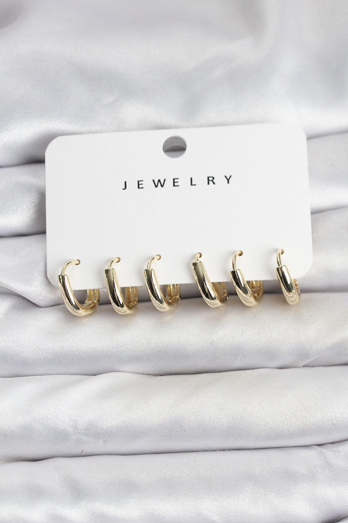 Gold Renk Pirinç Halka Kadın Küpe Seti - Lisinya