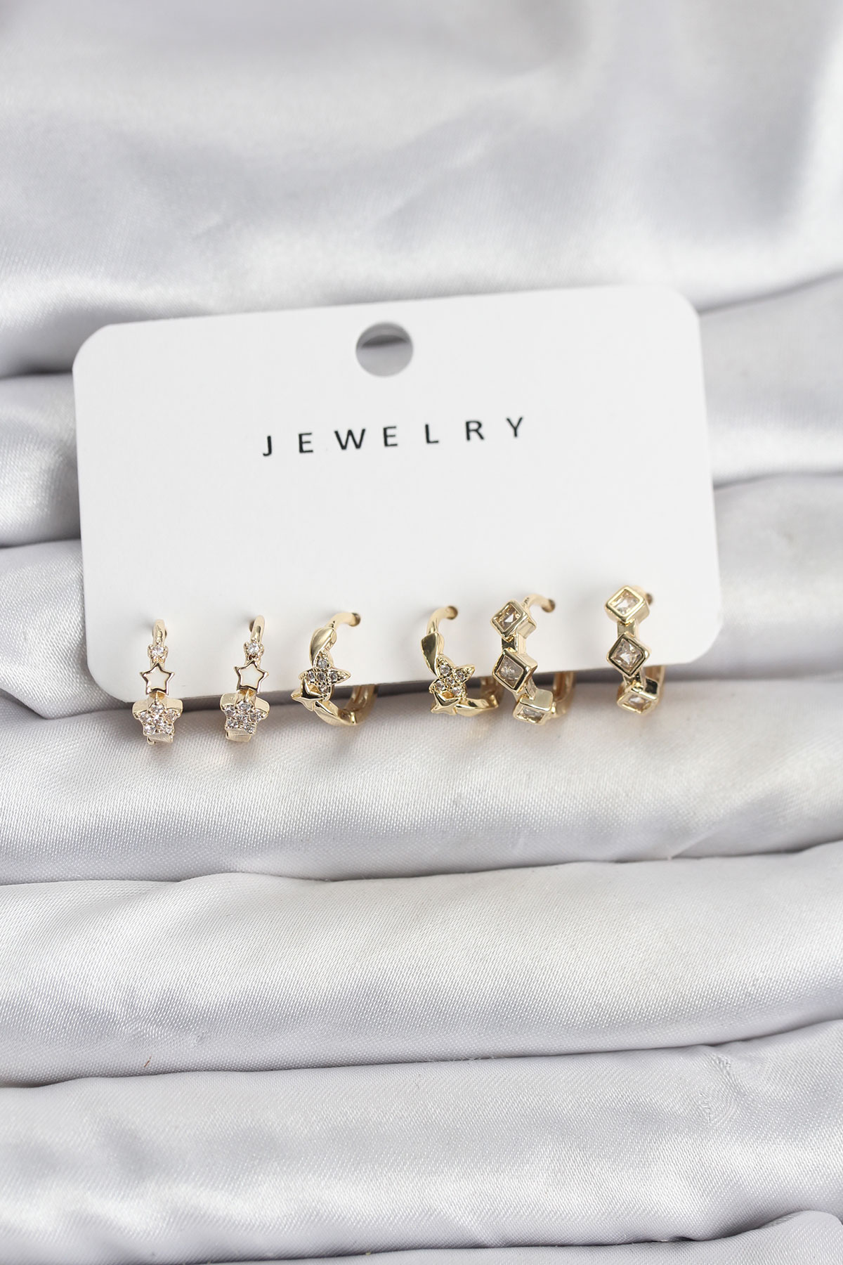 Gold Renk Pirinç Yıldız Modelli Kadın Küpe Seti - Lisinya