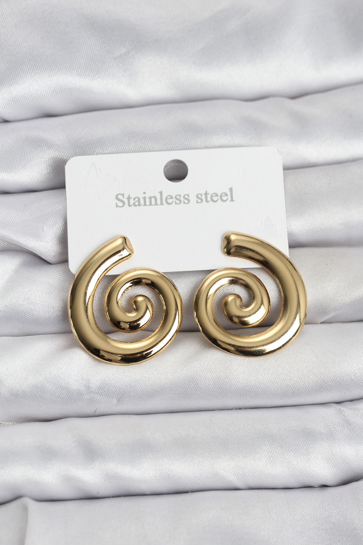 316L Çelik Gold Renk Sarmal Modelli Kadın Küpe - Lisinya