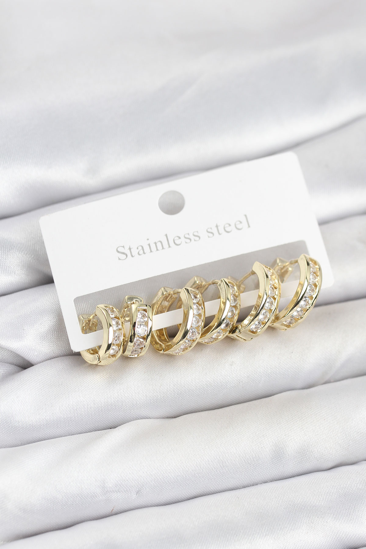 316L Çelik Gold Renk Su Yolu Halka Küpe Seti - Lisinya