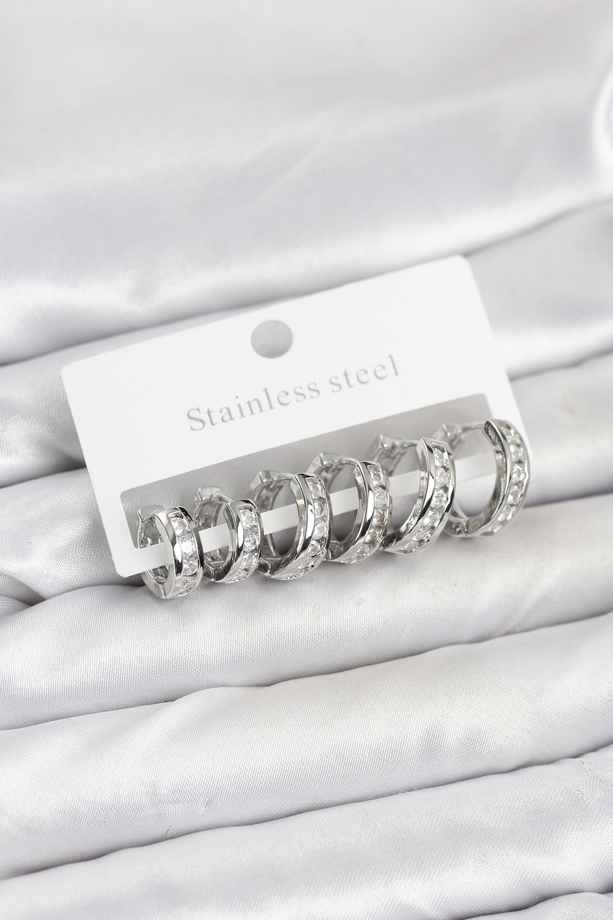 316L Çelik Gümüş Renk Su Yolu Halka Küpe Seti - Lisinya 316L Çelik Gümüş Renk Su Yolu Halka Küpe Seti - Lisinya