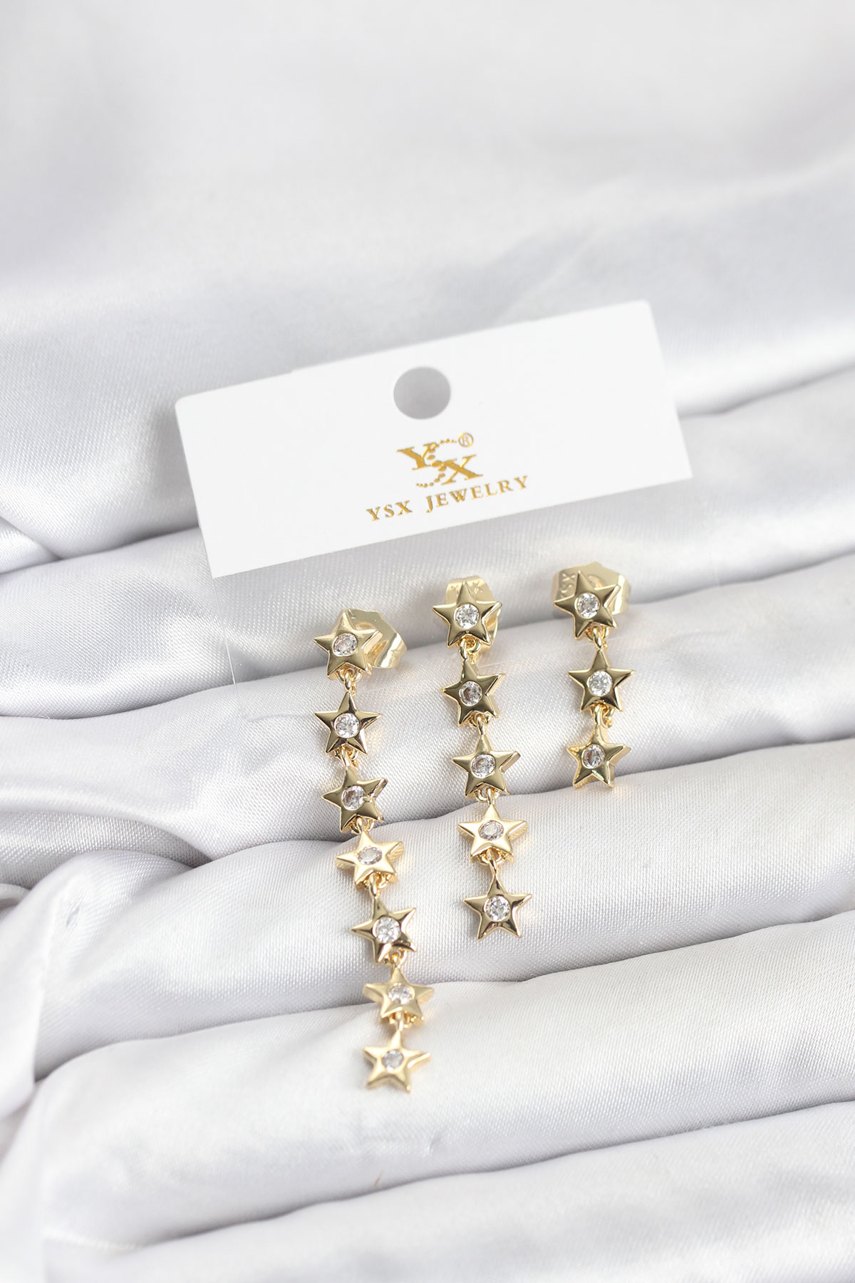 Pirinç Gold Renk Yıldız Model YSX Trio Küpe Seti - Lisinya