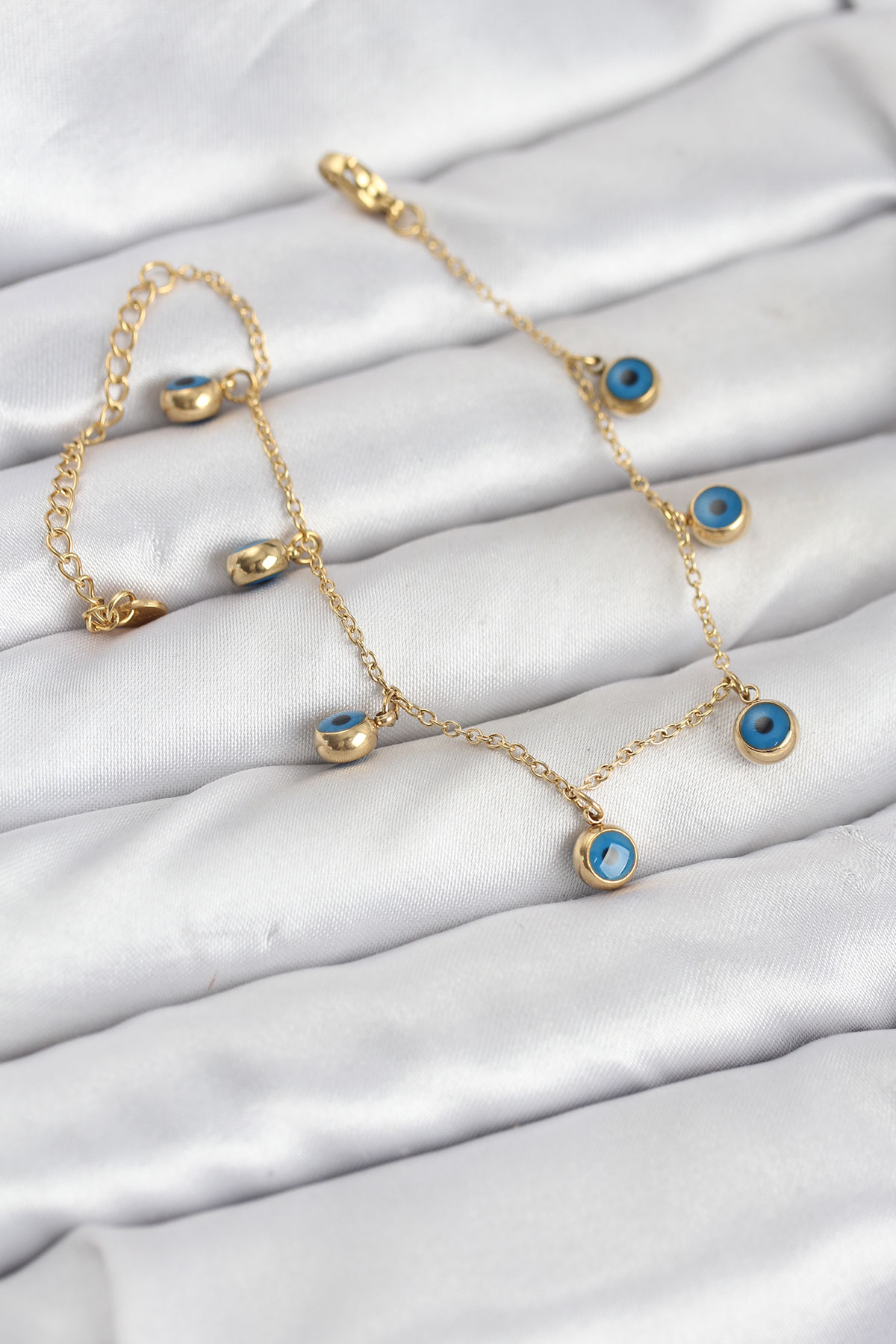 316L Çelik Gold Renk Minimal Nazar Model Kadın Bileklik - Lisinya